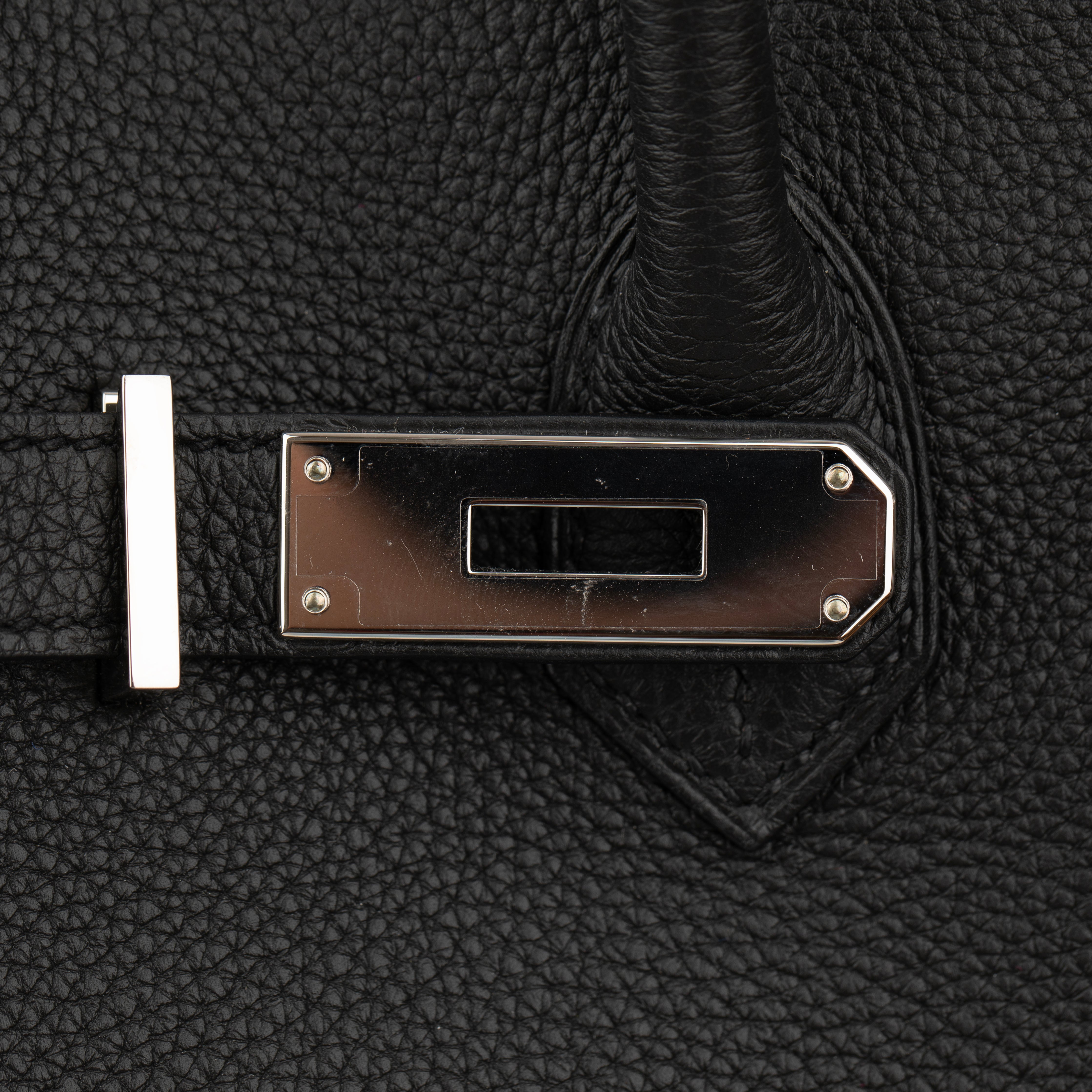 Hermes Birkin 35cm Verso Black and Blue Agate Togo Leather Palladium Hardware