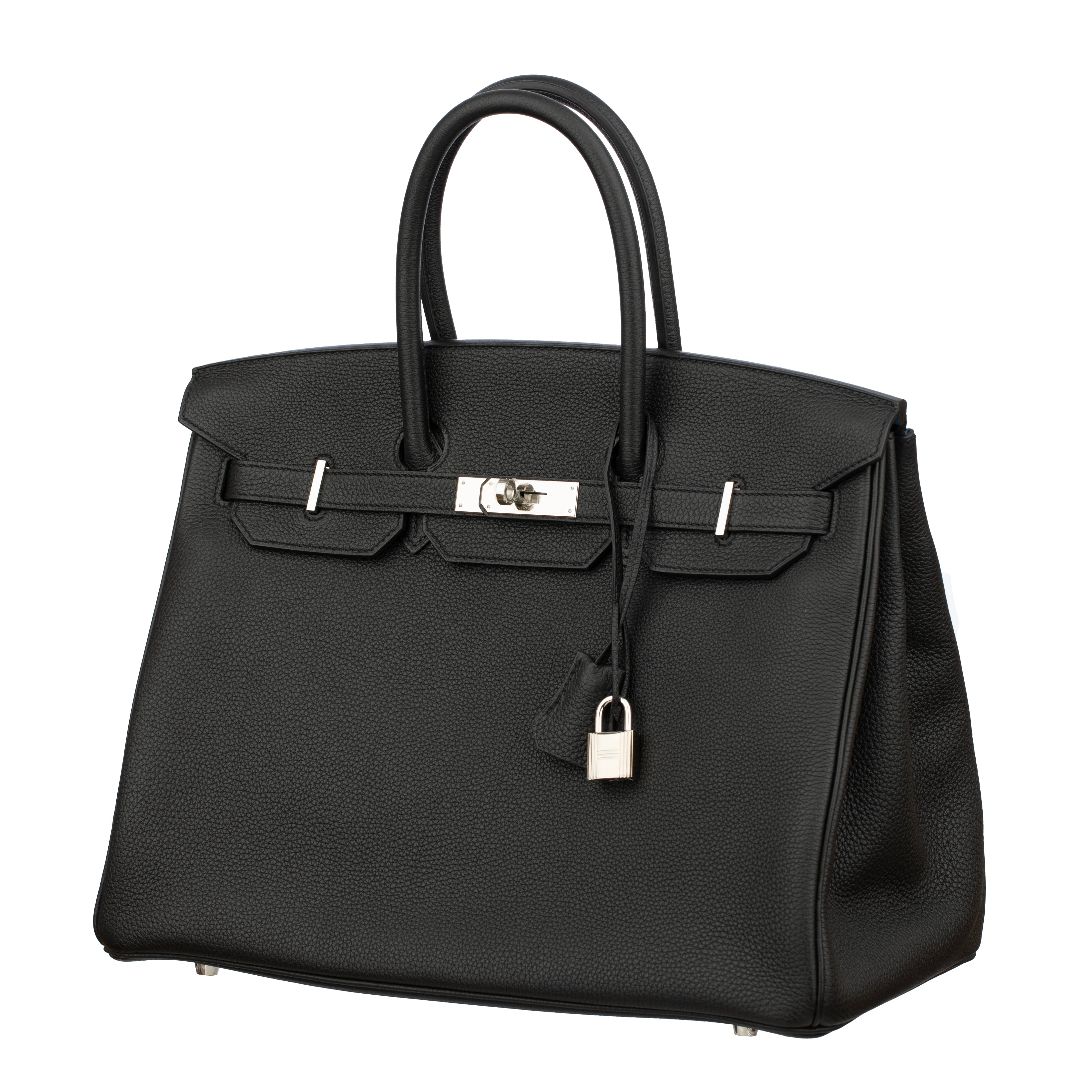 Hermes Birkin 35cm Verso Black and Blue Agate Togo Leather Palladium Hardware