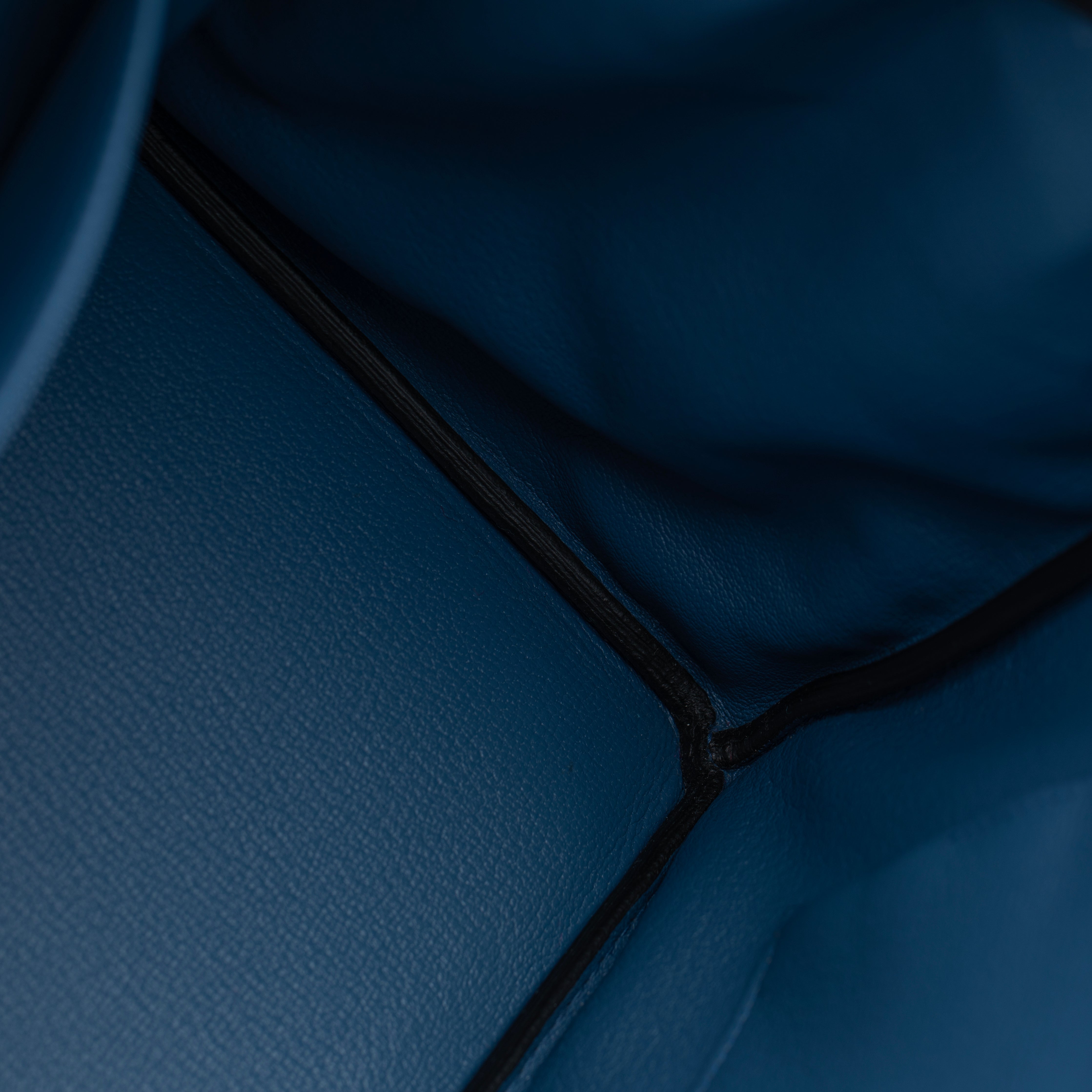 Hermes Birkin 35cm Verso Black and Blue Agate Togo Leather Palladium Hardware