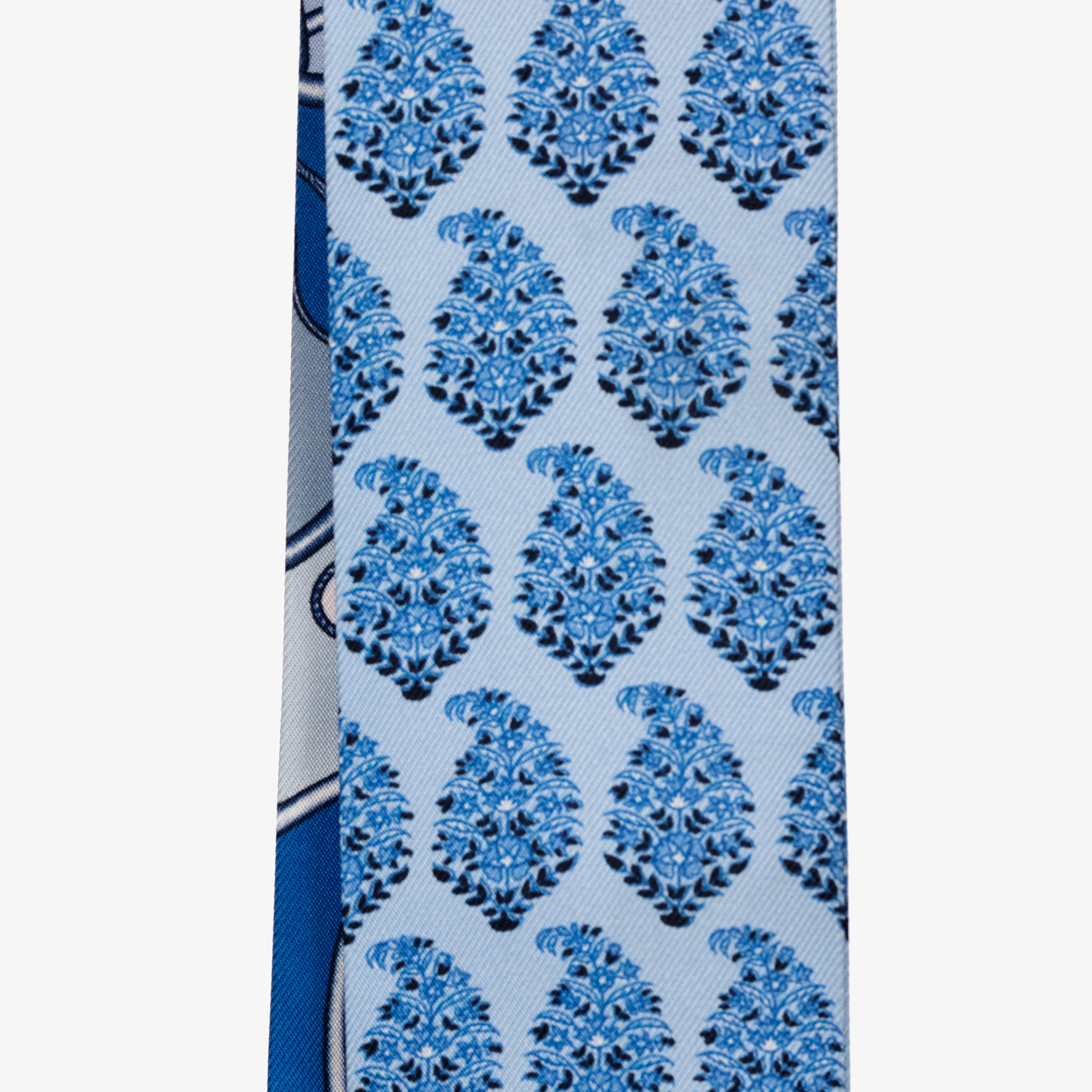 Hermès Silk Twilly Scarf – Blue Multicolour Abstract Equestrian Print