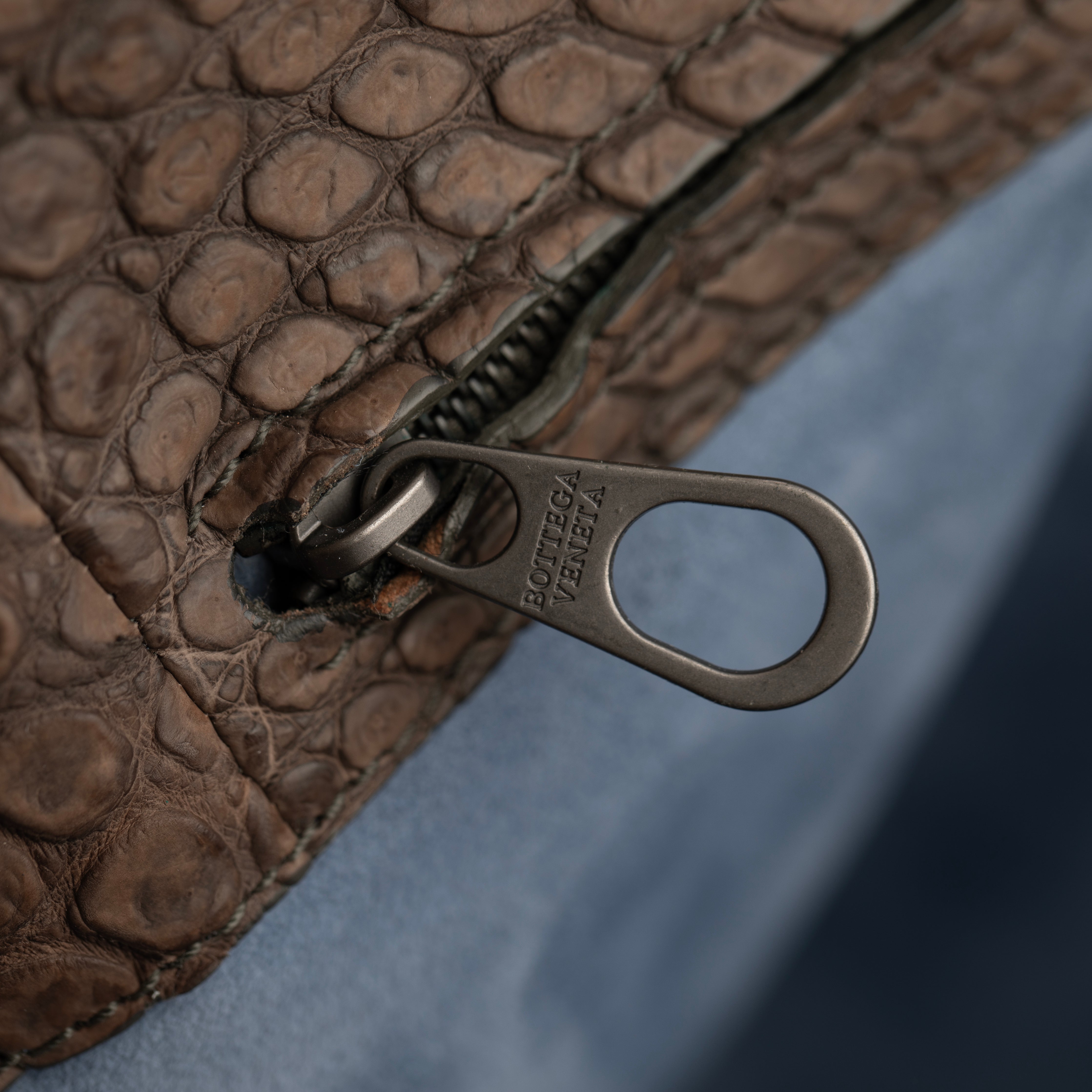 Bottega Veneta Matte Brown Crocodile Top Handle Tote Weekender