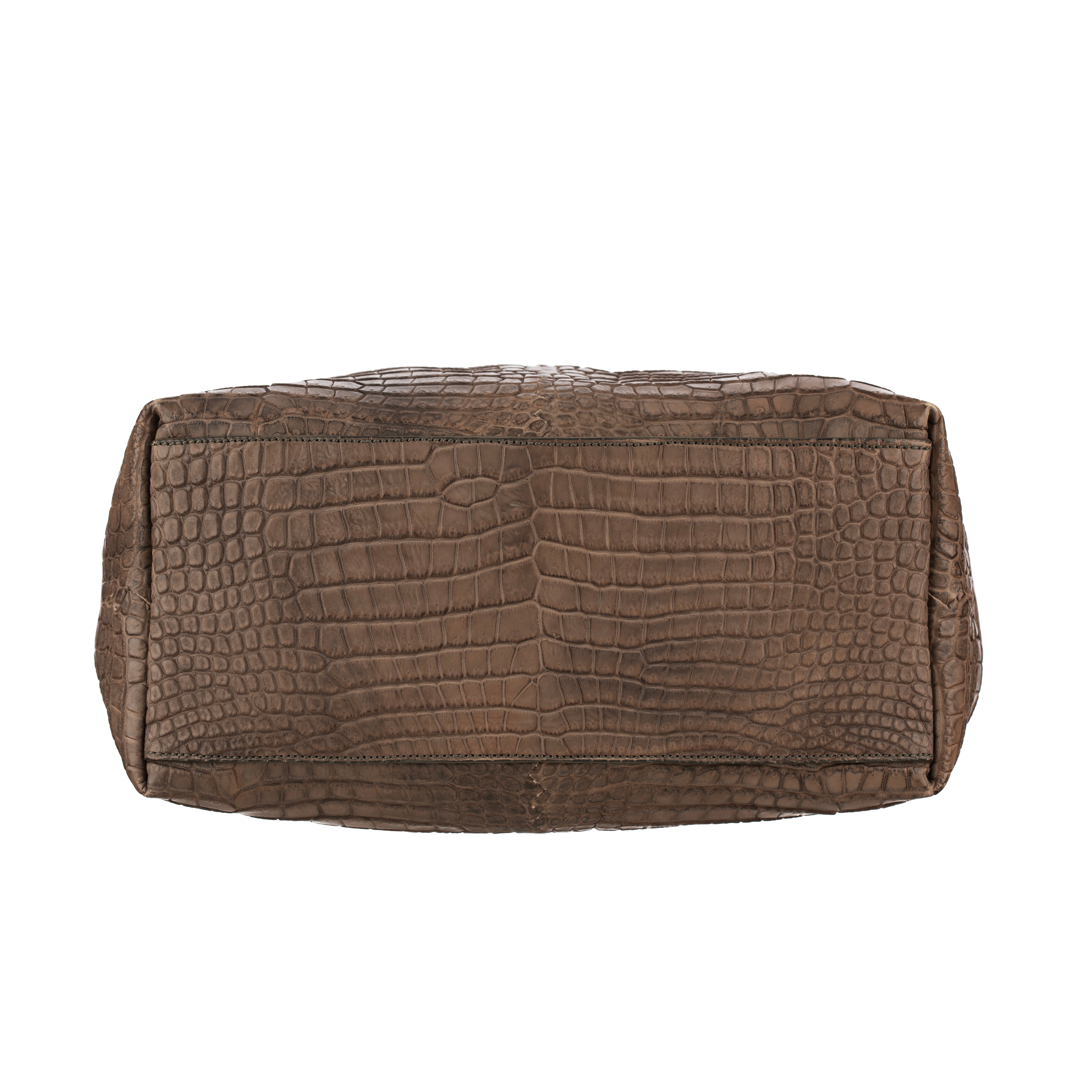 Bottega Veneta Matte Brown Crocodile Top Handle Tote Weekender