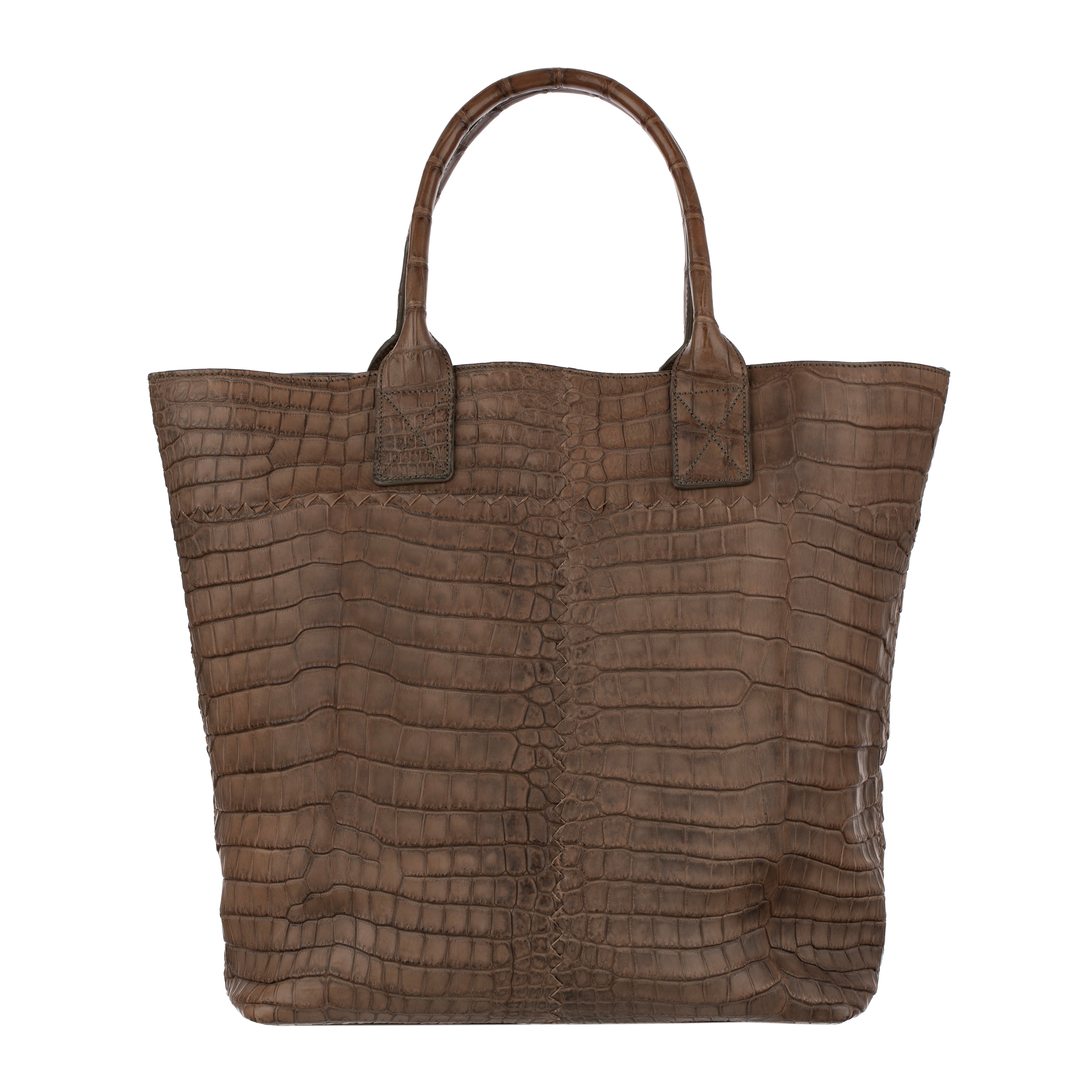 Bottega Veneta Matte Brown Crocodile Top Handle Tote Weekender