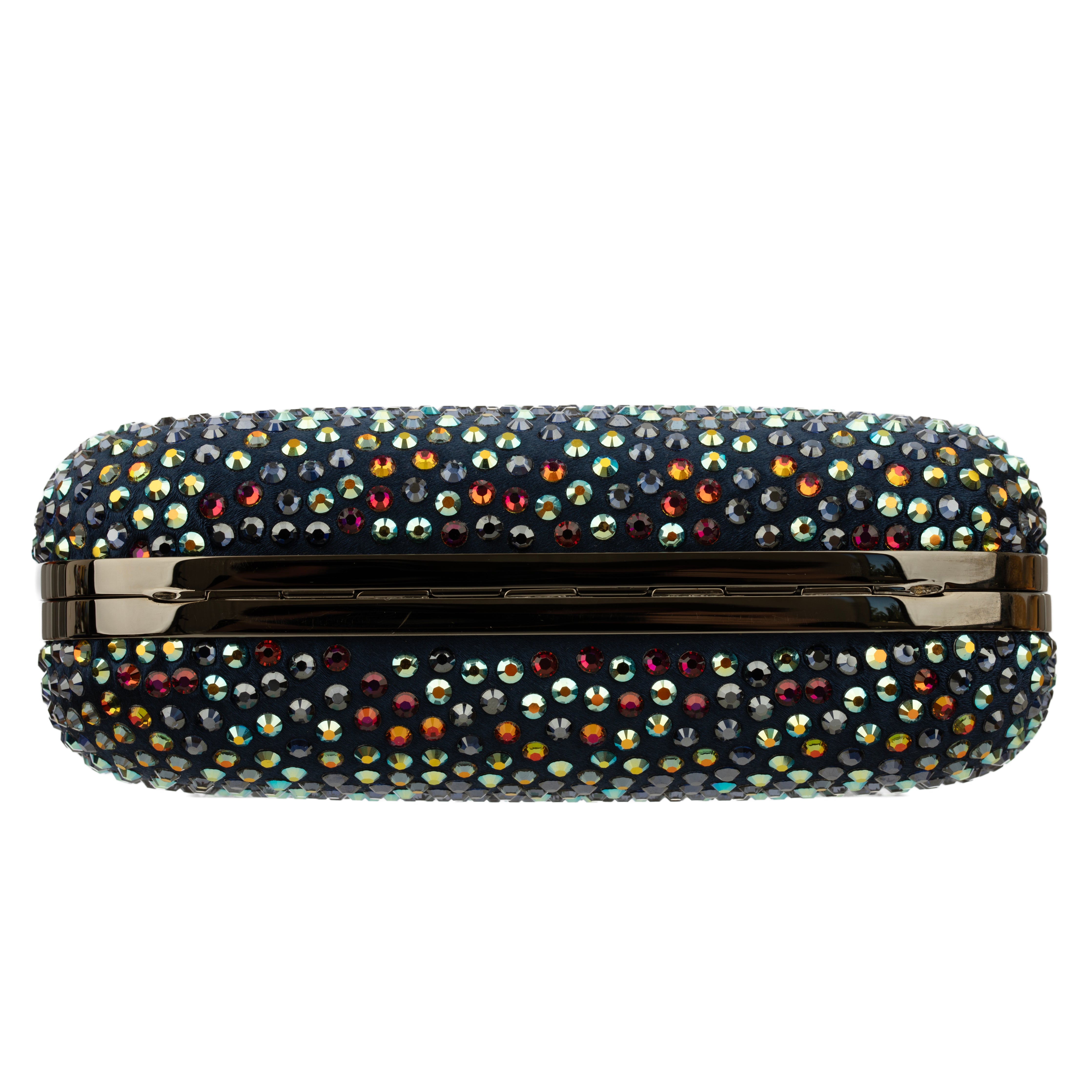 Alexander McQueen Satin and Multi Colour Crystal Skull Clutch Bag