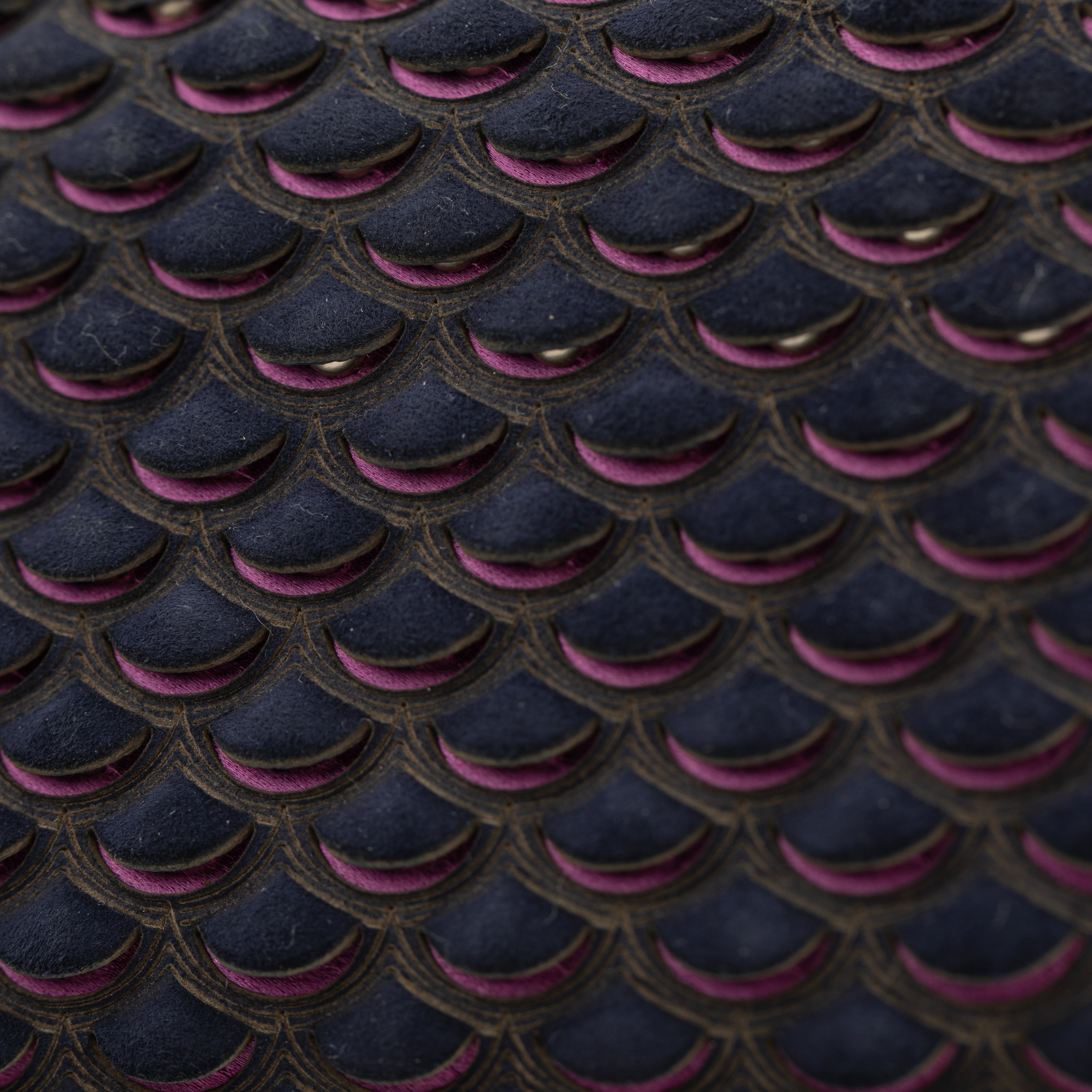 Alexander McQueen Navy Blue Textured Suede Studded Skull Clutch