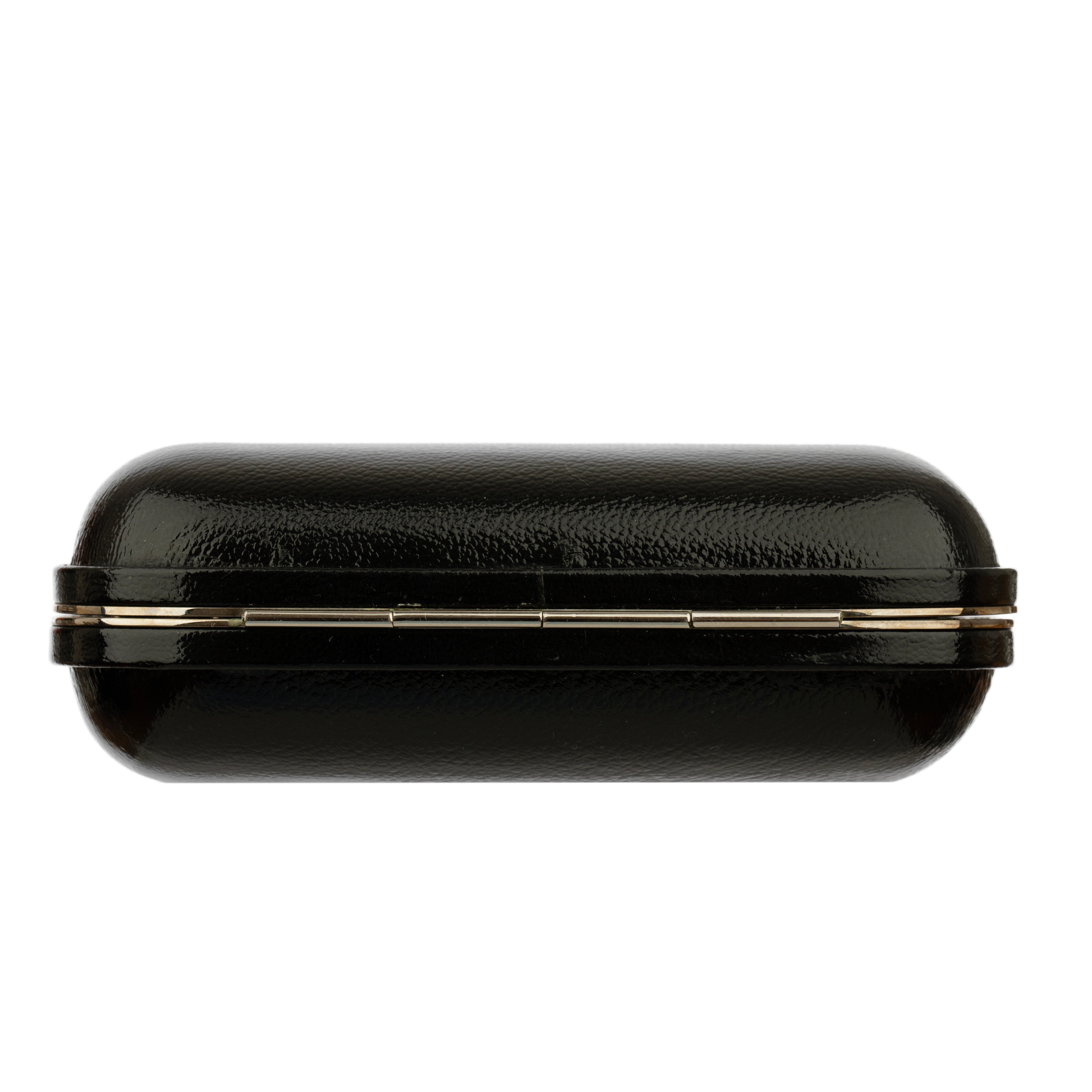 Alexander McQueen Black Gloss Leather Skull Clutch