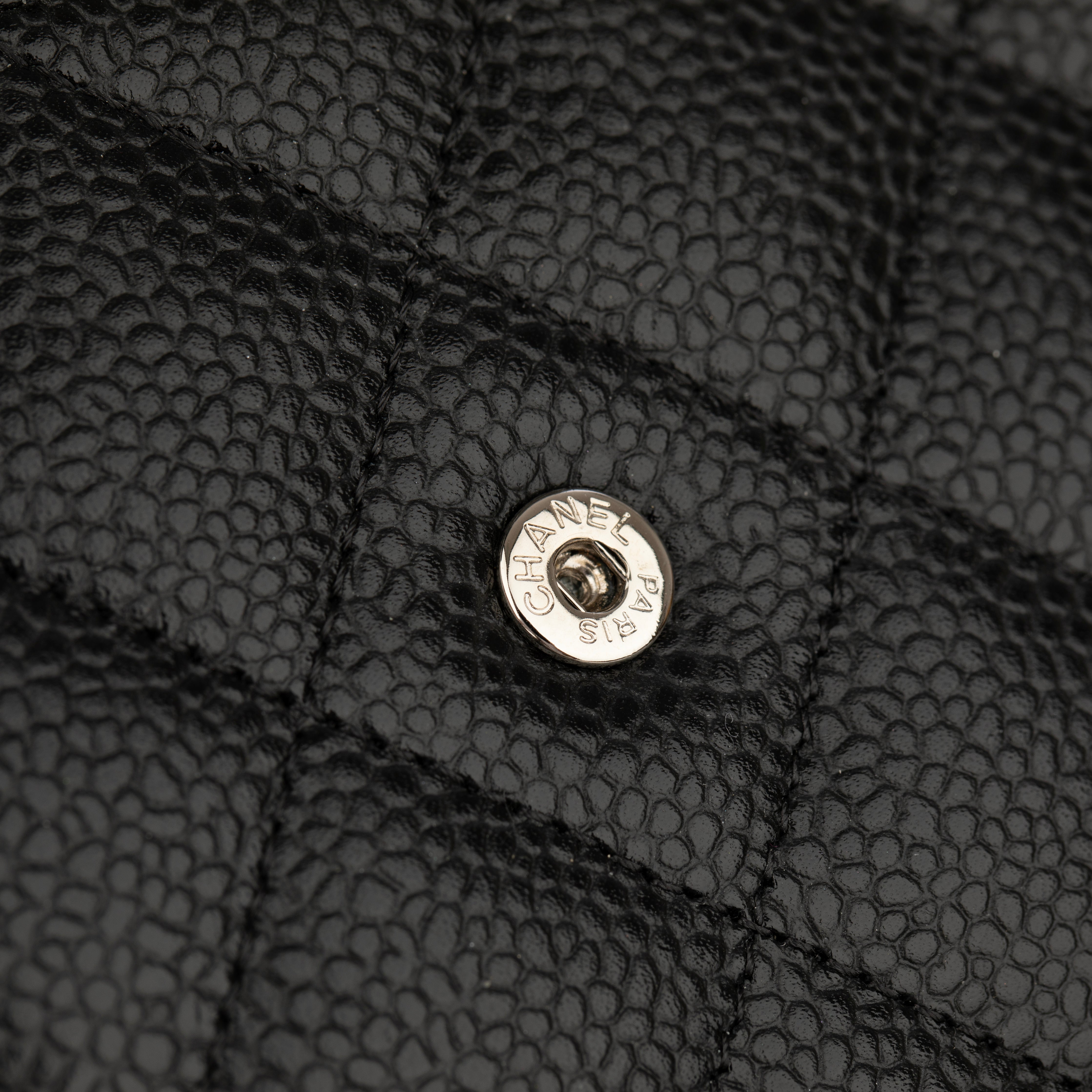 Chanel Wallet On Chain Black Caviar Leather Silver Tone Hardware