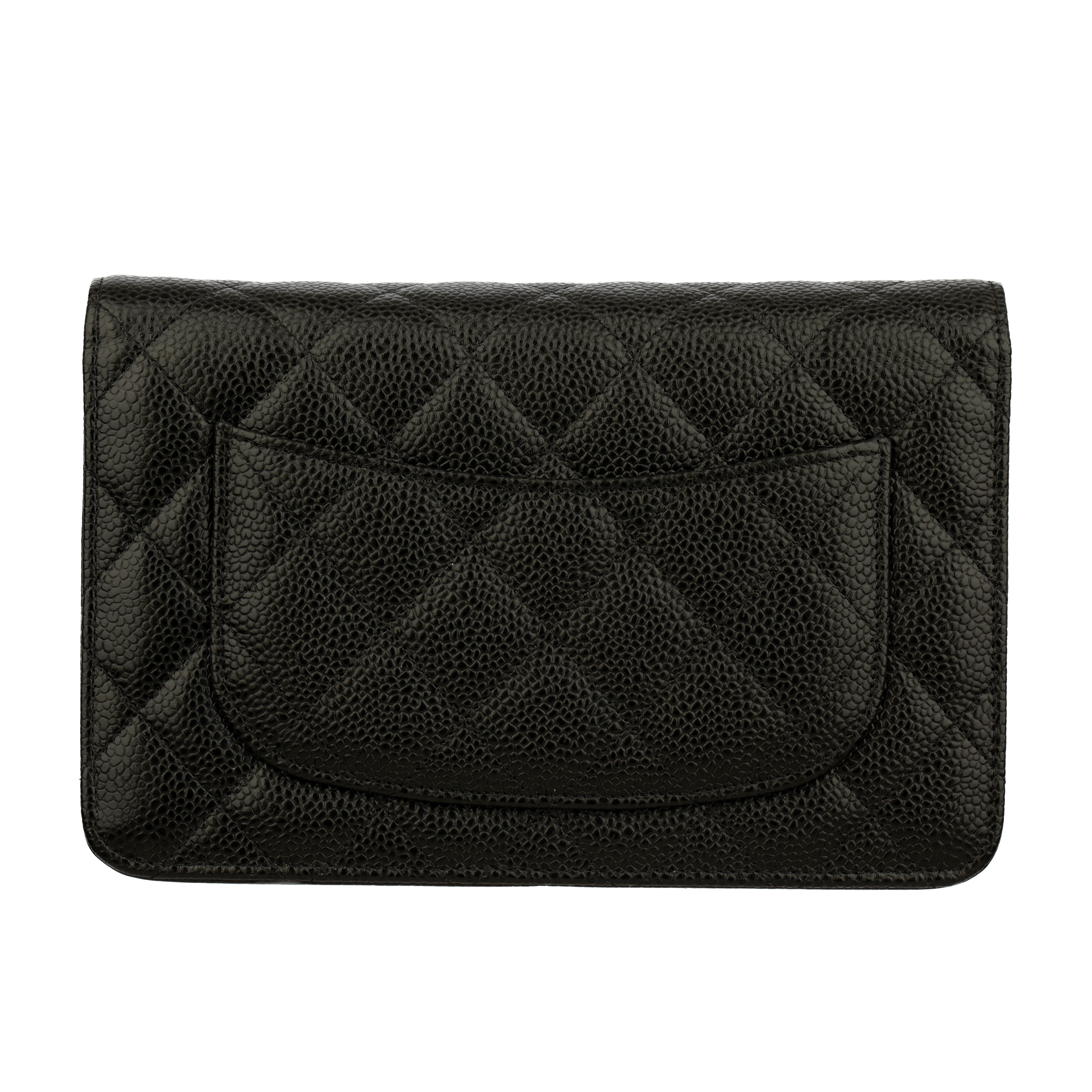 Chanel Wallet On Chain Black Caviar Leather Silver Tone Hardware