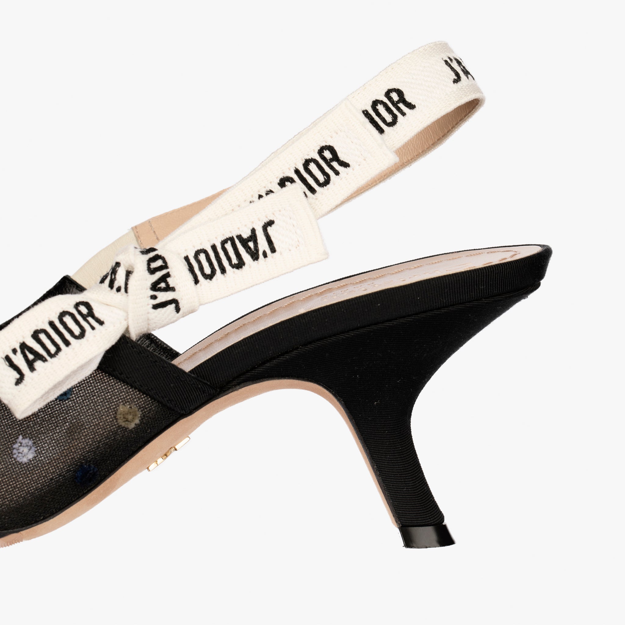Christian Dior J’Adior Slingback Embroidered Mesh Kitten Heels – Size | 39 FR