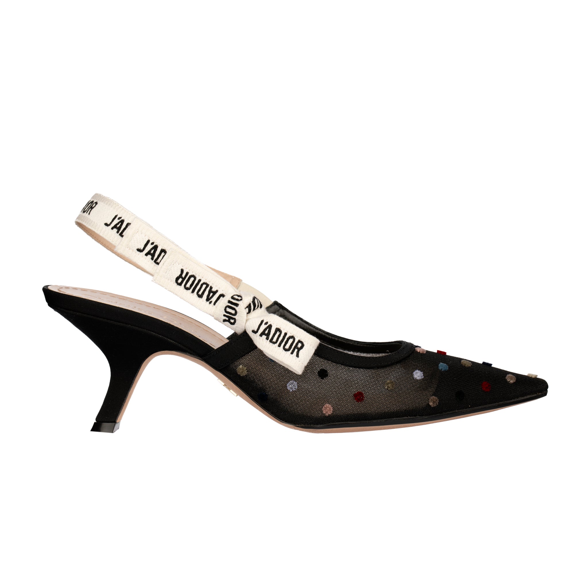 Christian Dior J’Adior Slingback Embroidered Mesh Kitten Heels – Size | 39 FR