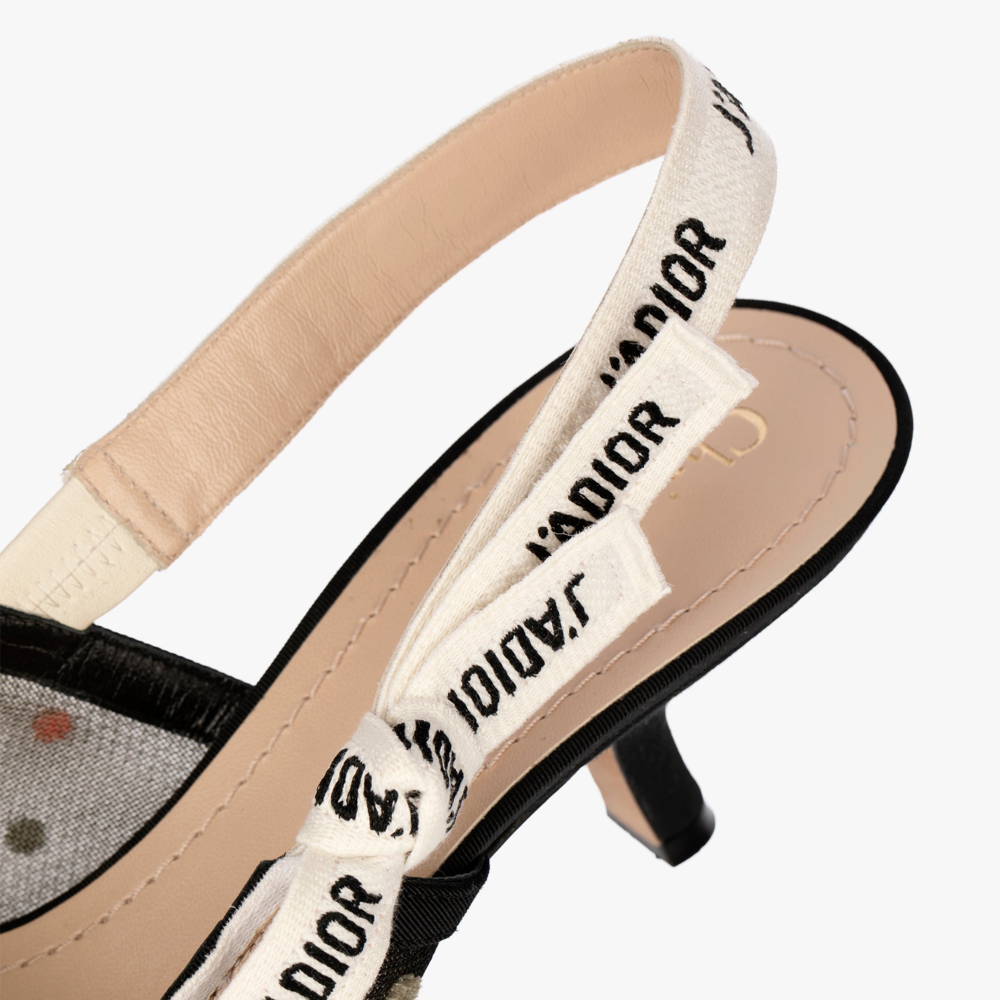 Christian Dior J’Adior Slingback Embroidered Mesh Kitten Heels – Size | 39 FR