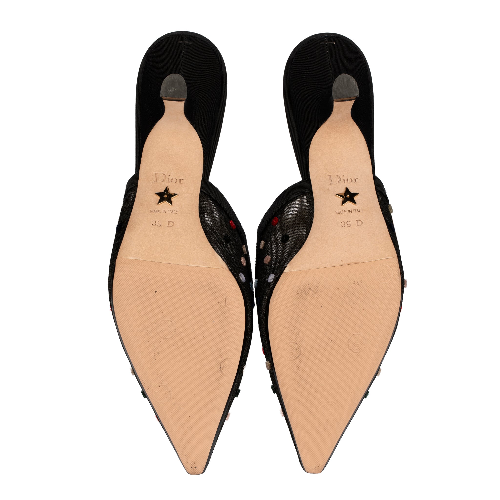 Christian Dior J’Adior Slingback Embroidered Mesh Kitten Heels – Size | 39 FR