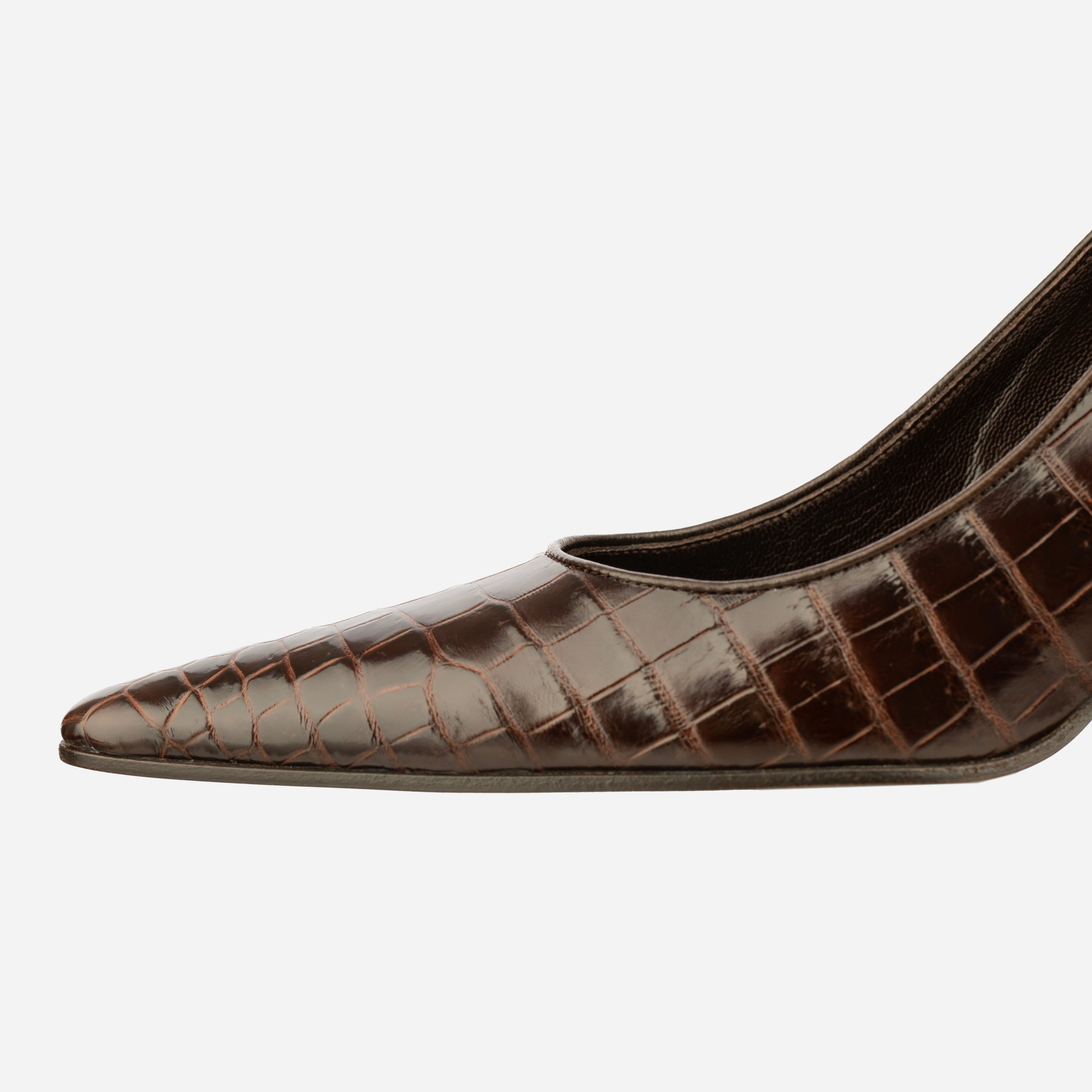 Bottega Veneta Brown Crocodile Leather Pumps - Size | 39