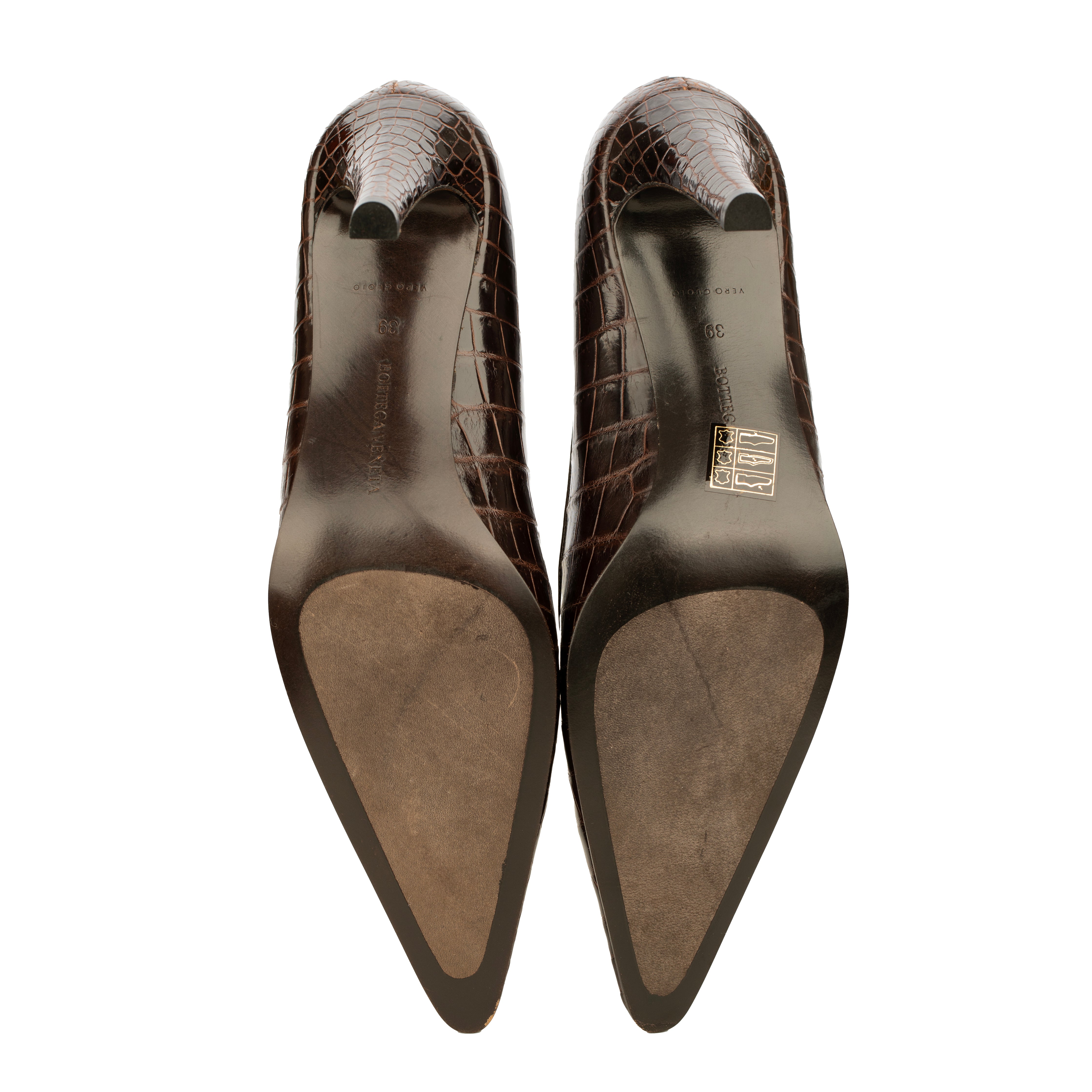 Bottega Veneta Brown Crocodile Leather Pumps - Size | 39