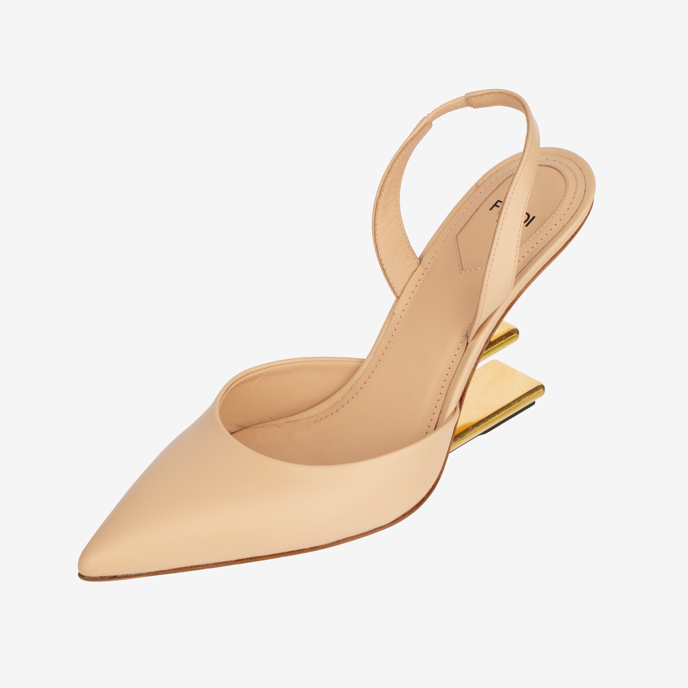 Fendi Pointed Leather Pumps In Beige/Nude - Size | 39 IT