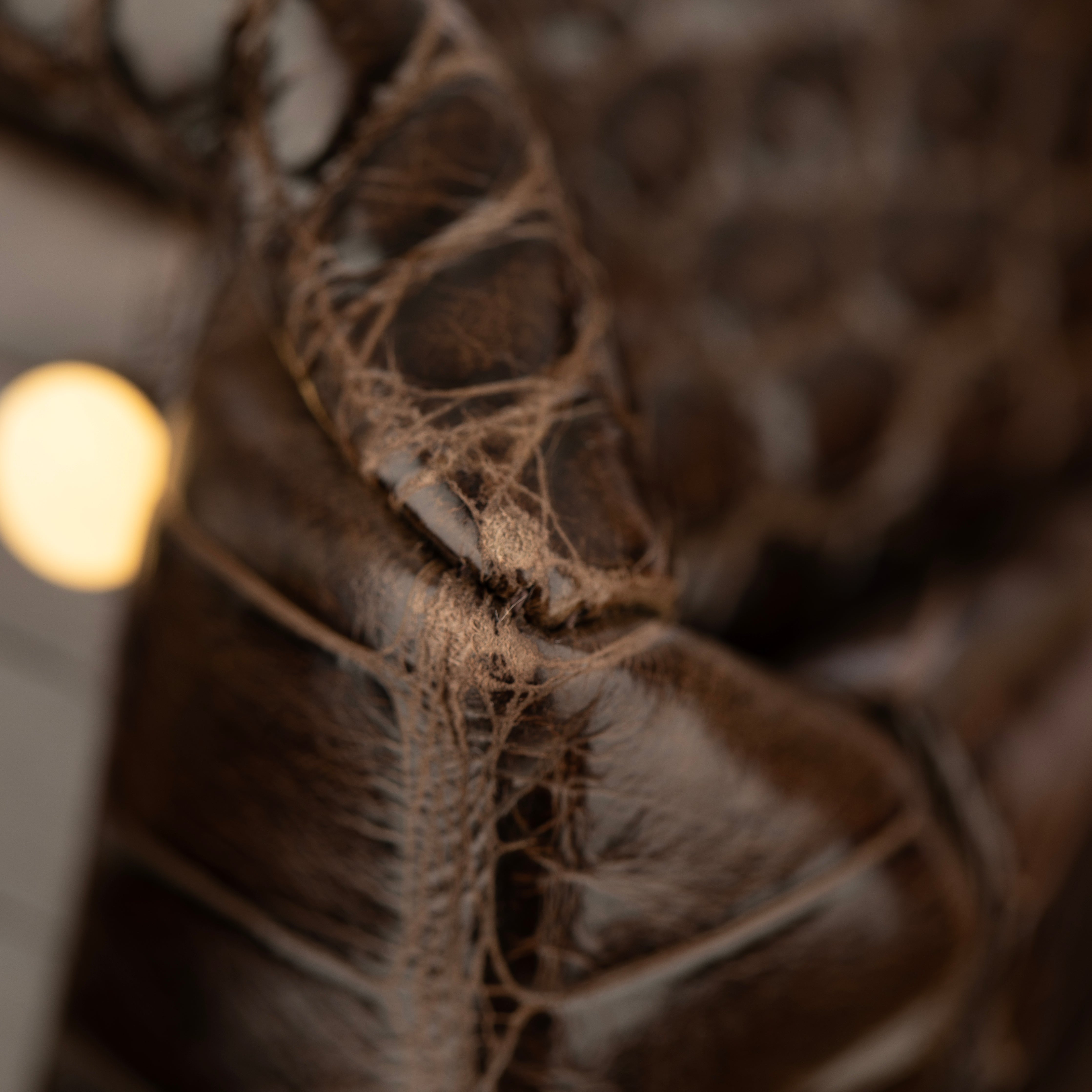 Jimmy Choo Brown Polished Crocodile Tulita Top Handle Bag Gold Tone Hardware