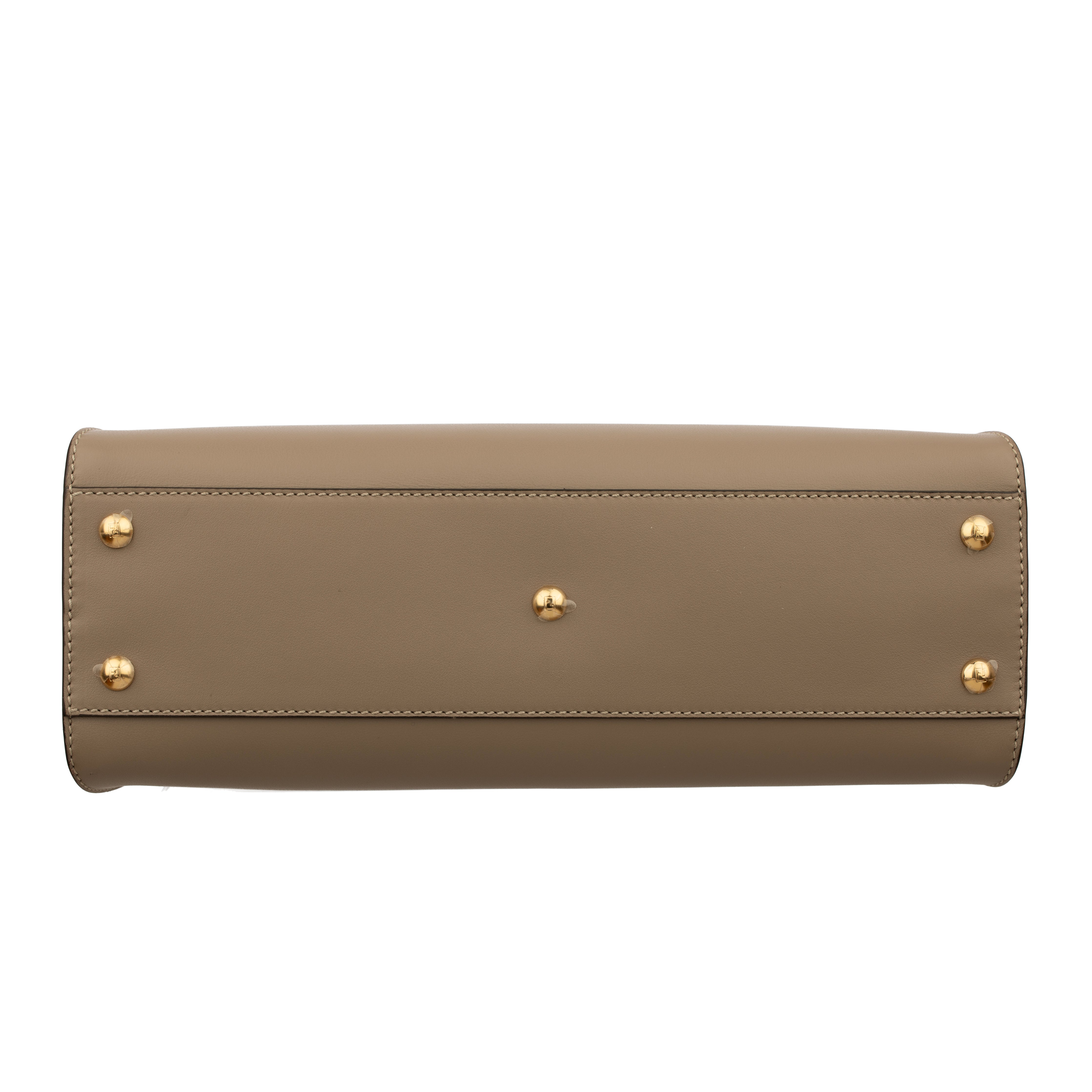 Fendi Medium Peekaboo Bag In Taupe Leather With Gold Hardware