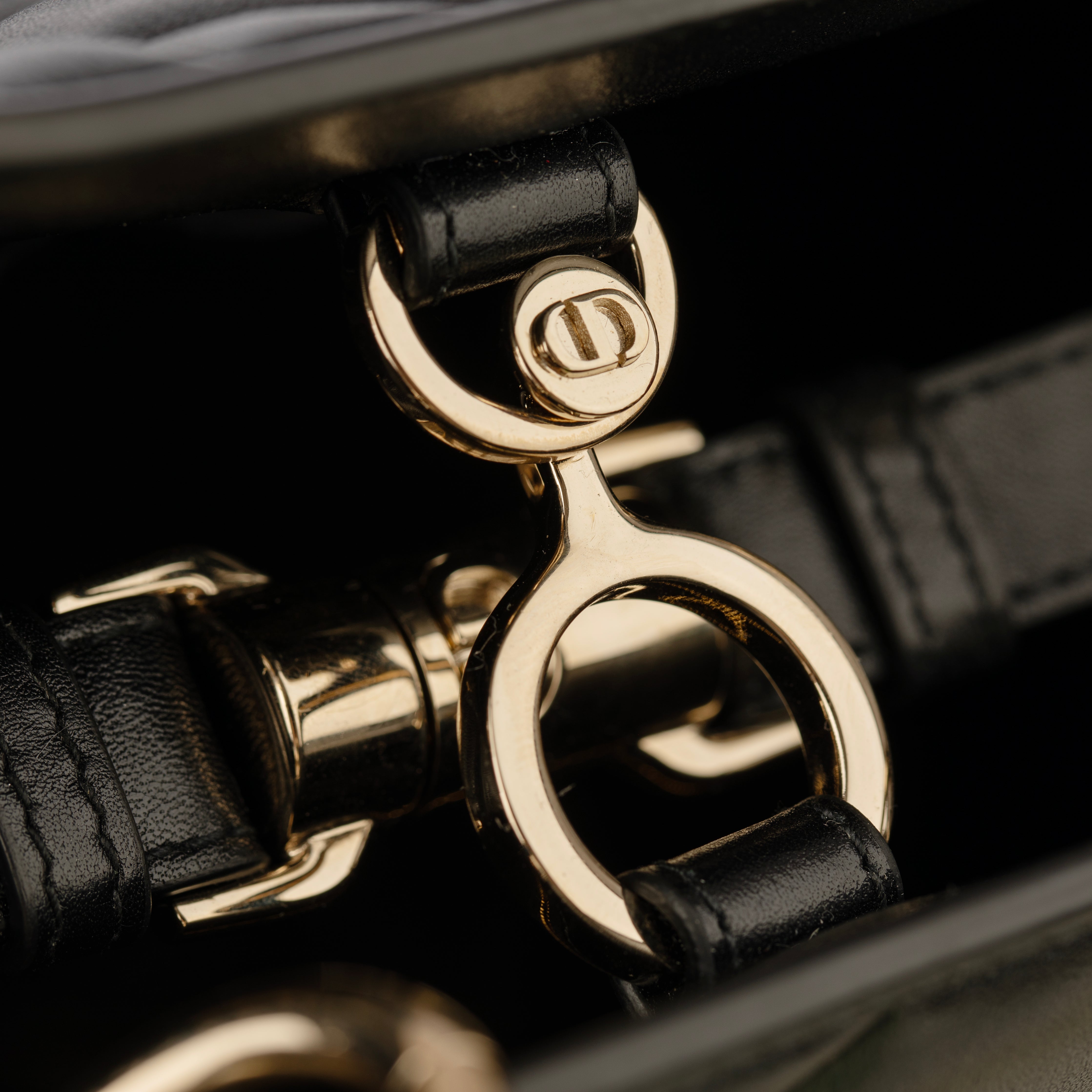 Christian Dior Lady 95.22 Medium Top Handle Bag in Black Cannage Lambskin with Gold Hardware