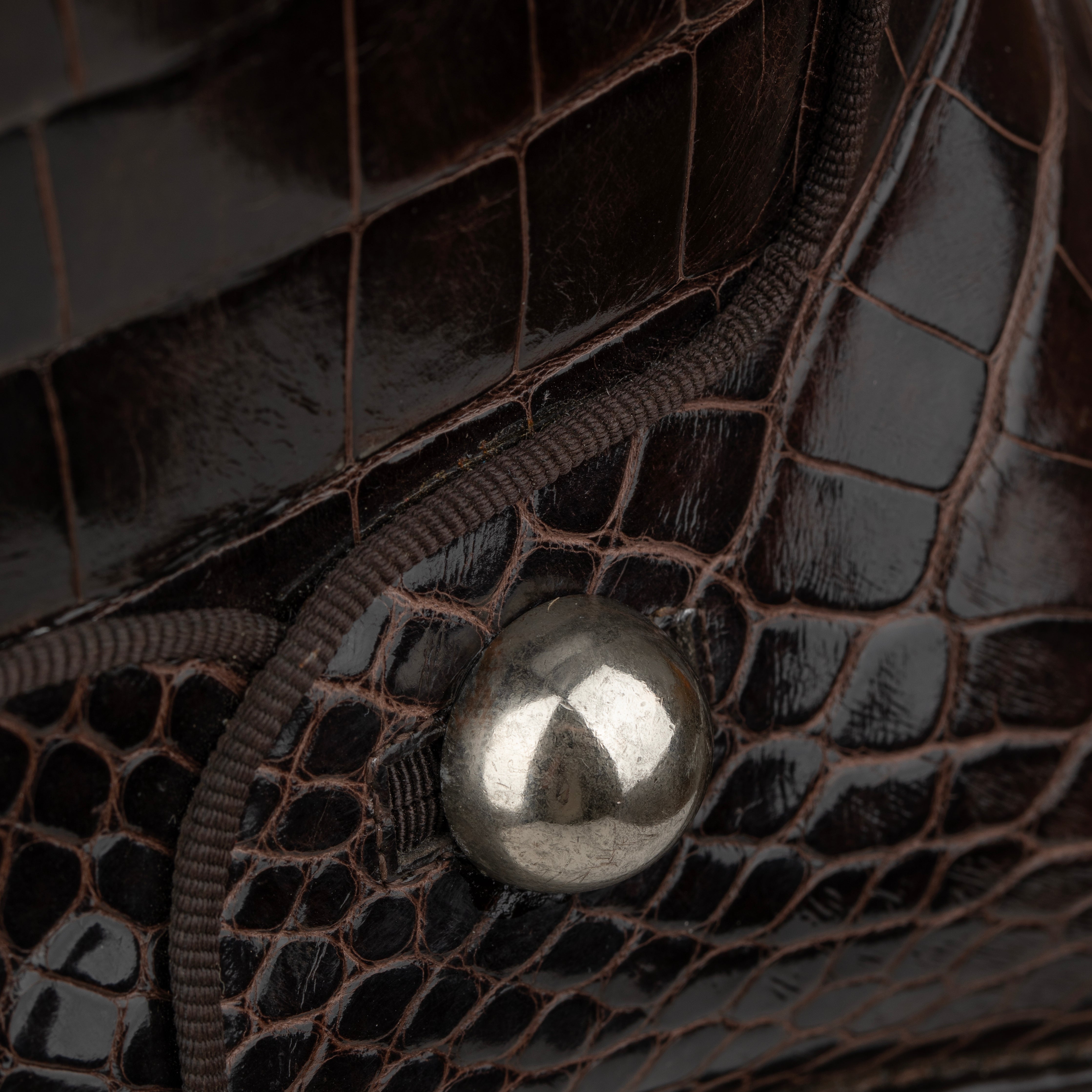 Sergio Rossi Brown Crocodile Leather Knee High Boots With Silver Details - Size | 39 IT