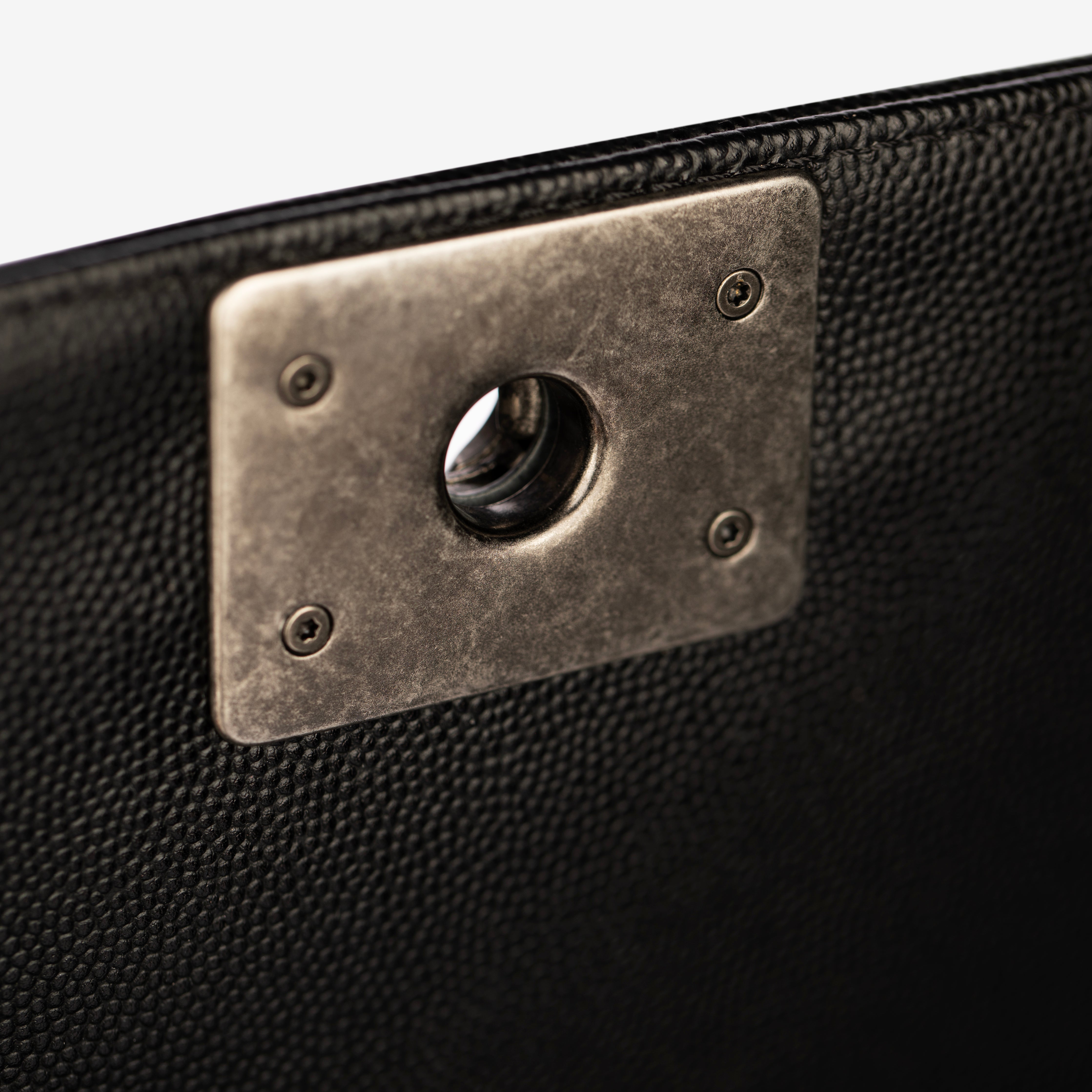 Chanel Boy Bag in Quilted Black Caviar Leather with Aged Silver Hardware