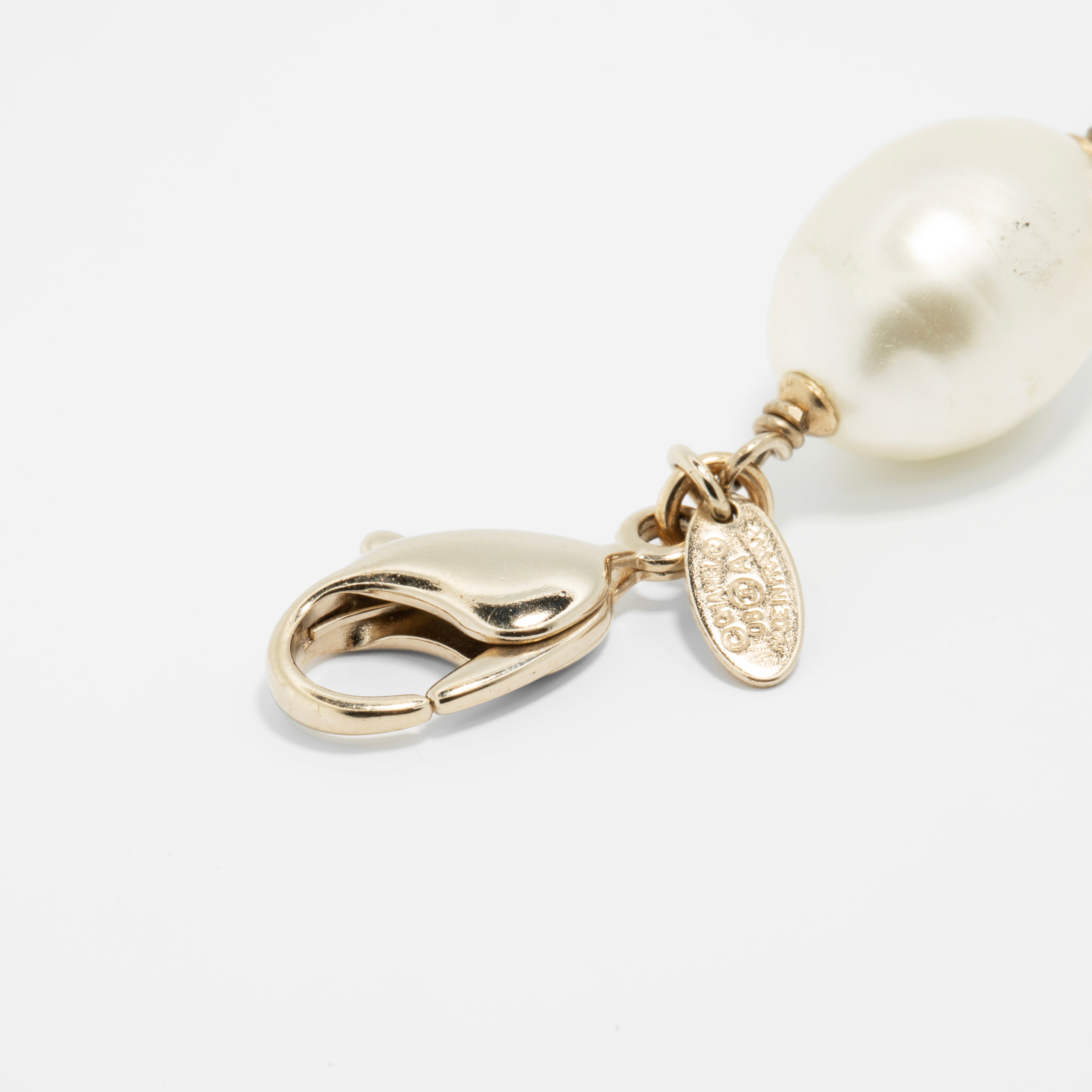 Chanel Faux Pearl Bracelet with Gold Tone CC Charm