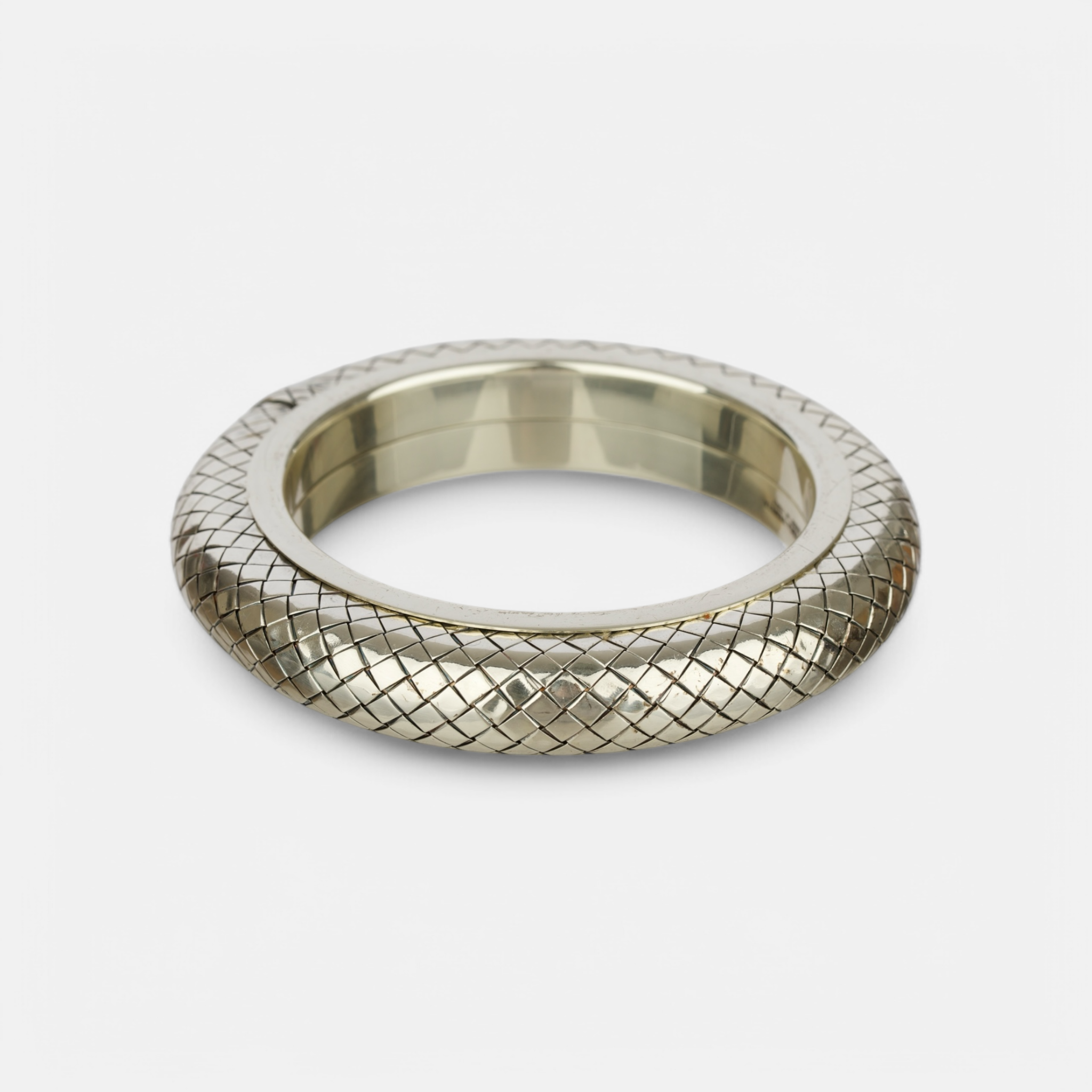 Bottega Veneta Intrecciato Sculpted Sterling Silver Bangle