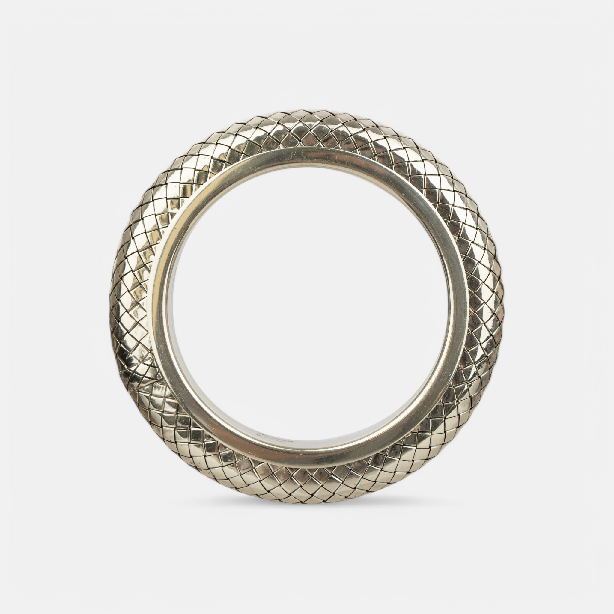 Bottega Veneta Intrecciato Sculpted Sterling Silver Bangle
