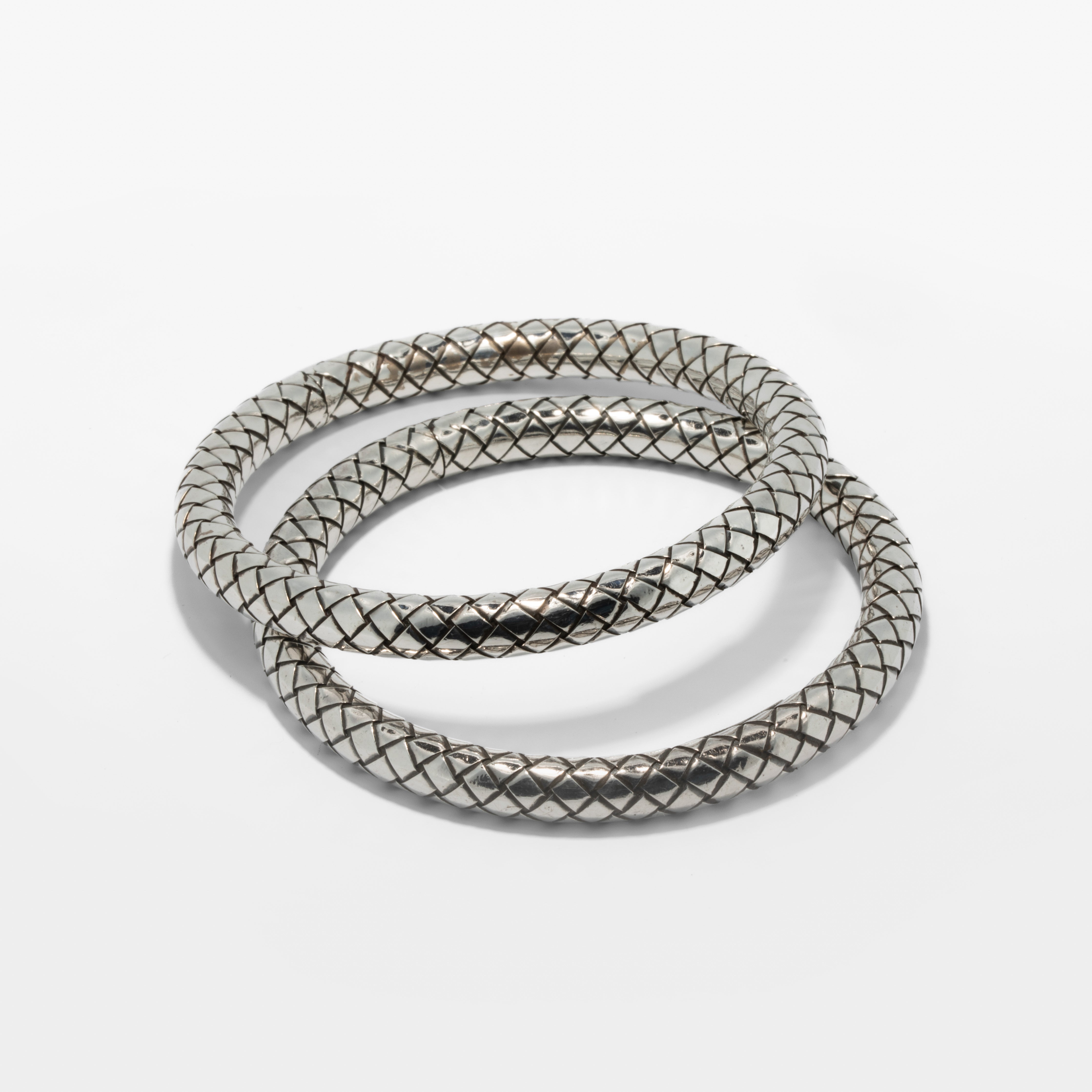 Bottega Veneta Intrecciato Sterling Silver Bangle Set