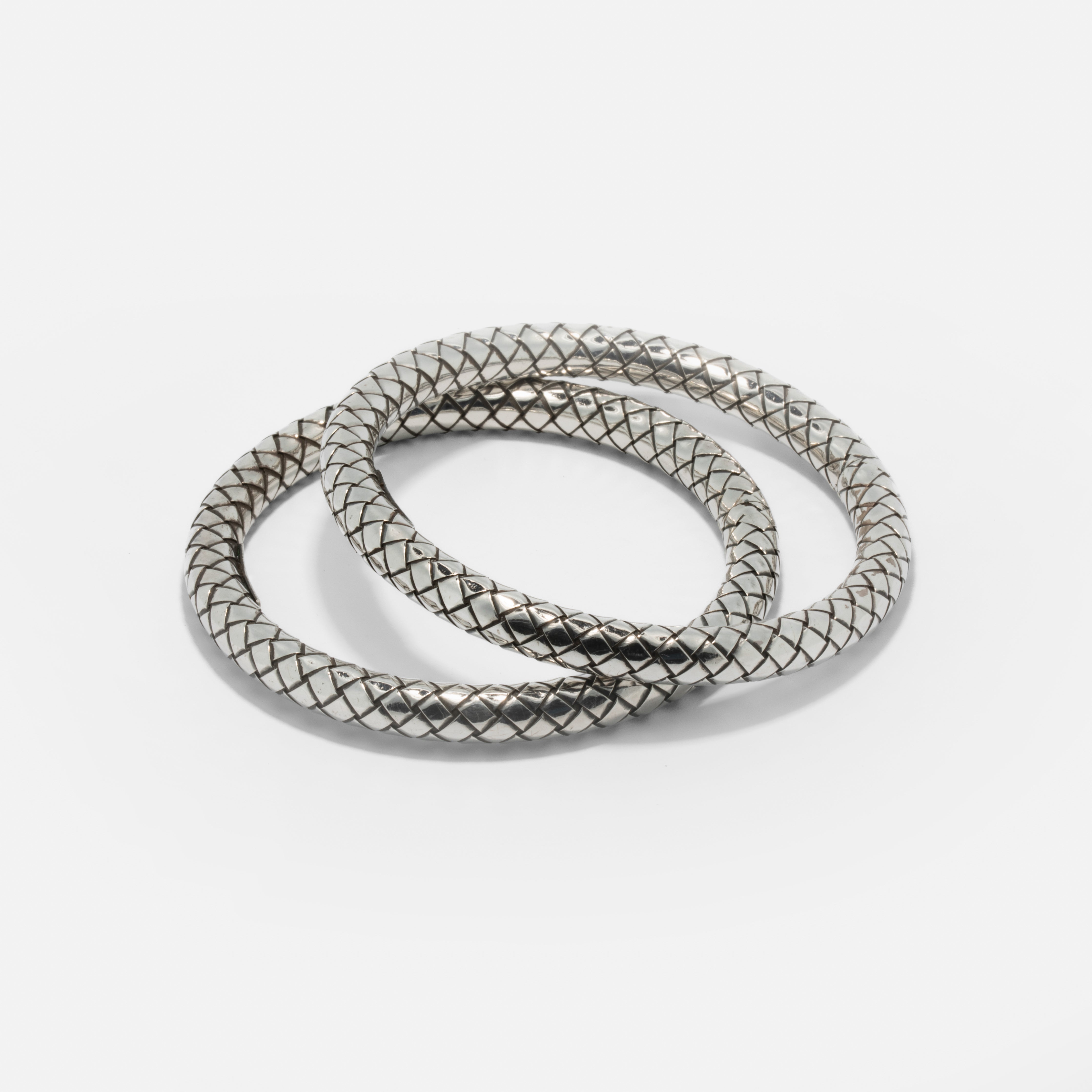 Bottega Veneta Intrecciato Sterling Silver Bangle Set