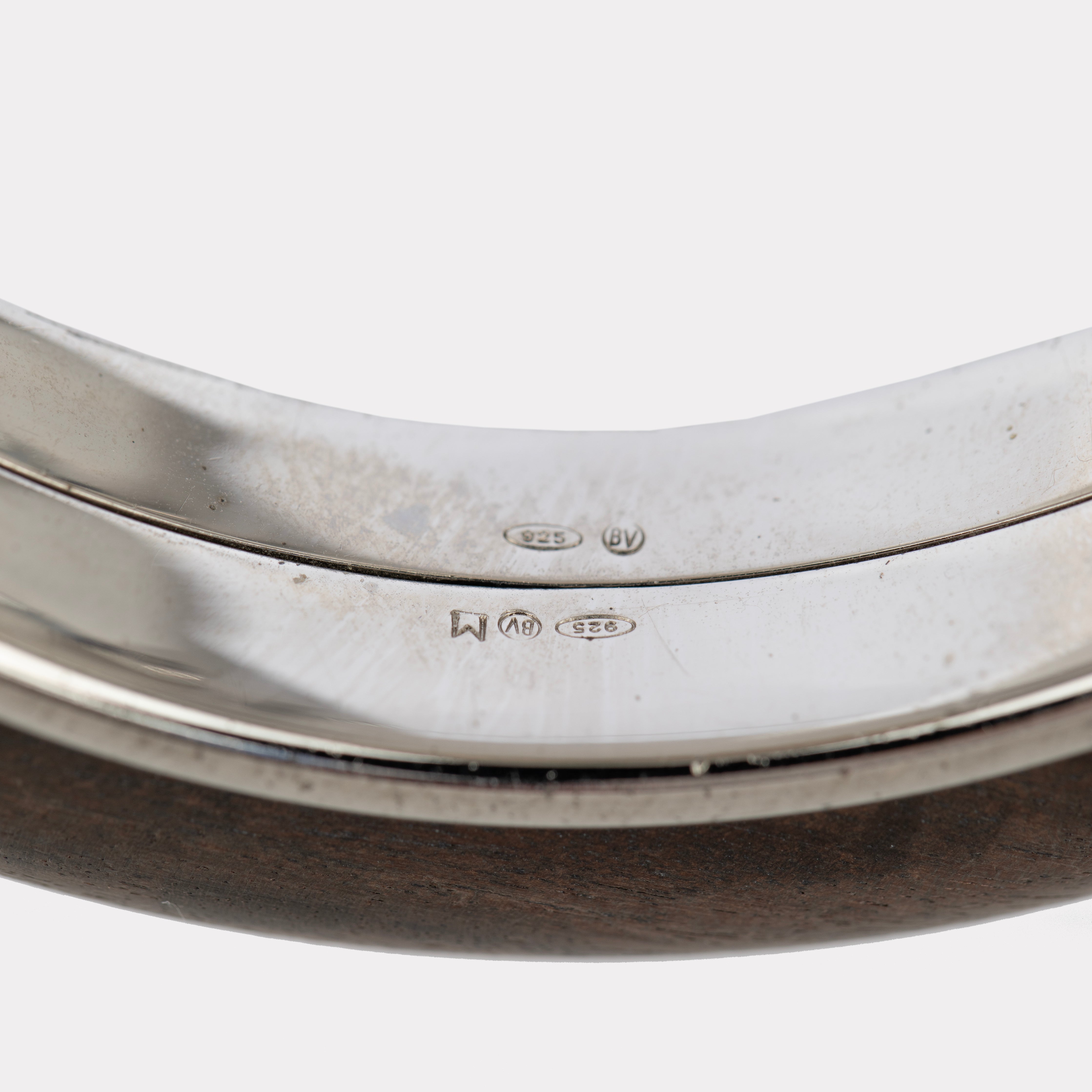 Bottega Veneta Rounded Wood and Sterling Silver Bangle