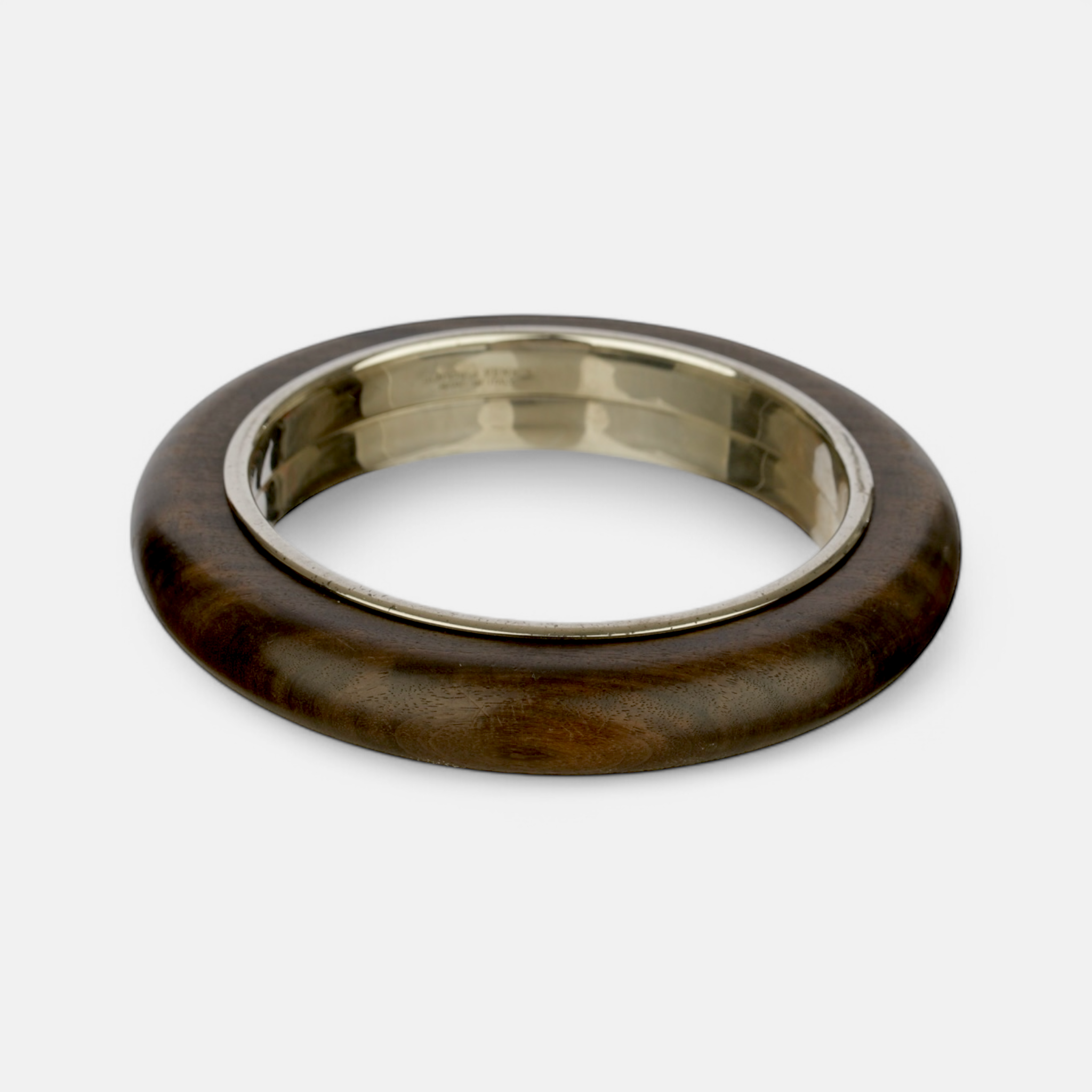 Bottega Veneta Rounded Wood and Sterling Silver Bangle