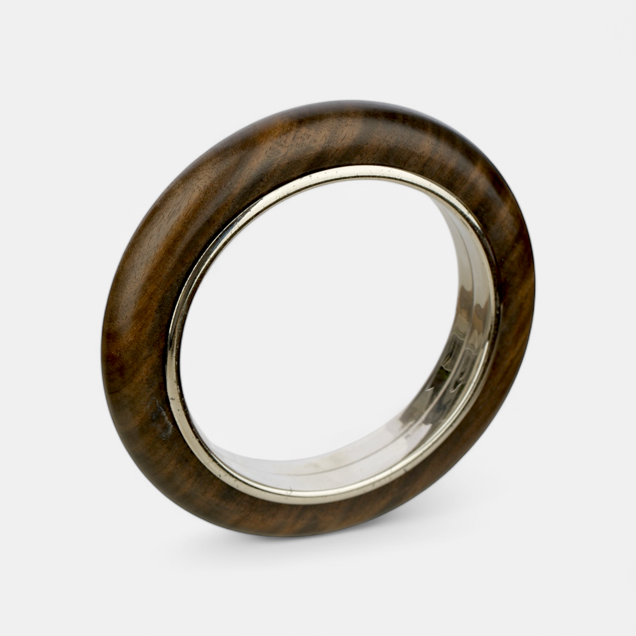 Bottega Veneta Rounded Wood and Sterling Silver Bangle