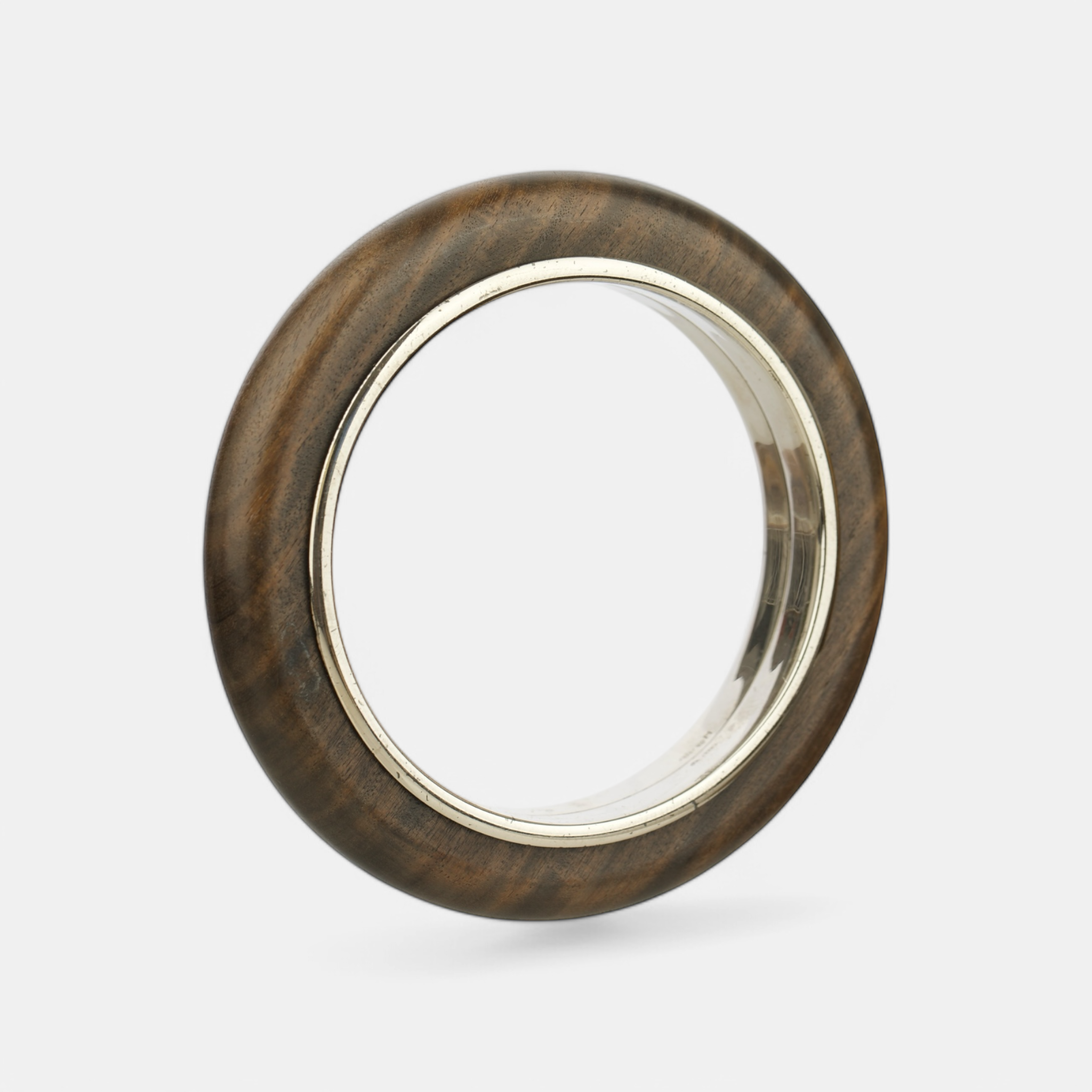 Bottega Veneta Rounded Wood and Sterling Silver Bangle