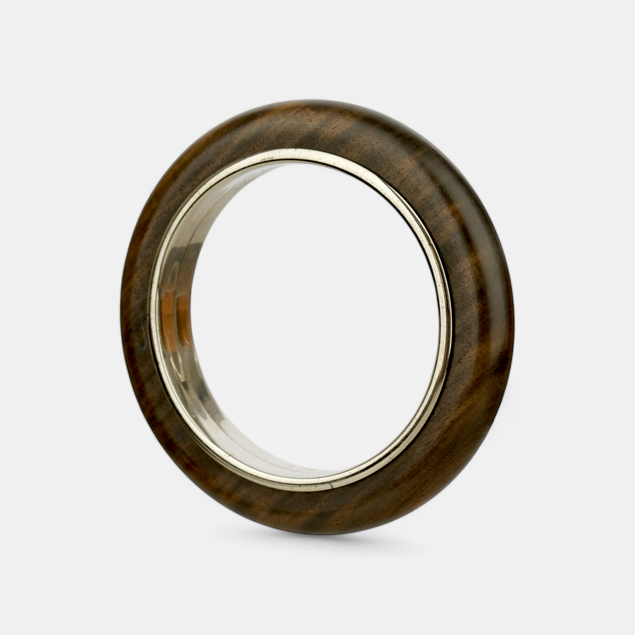 Bottega Veneta Rounded Wood and Sterling Silver Bangle