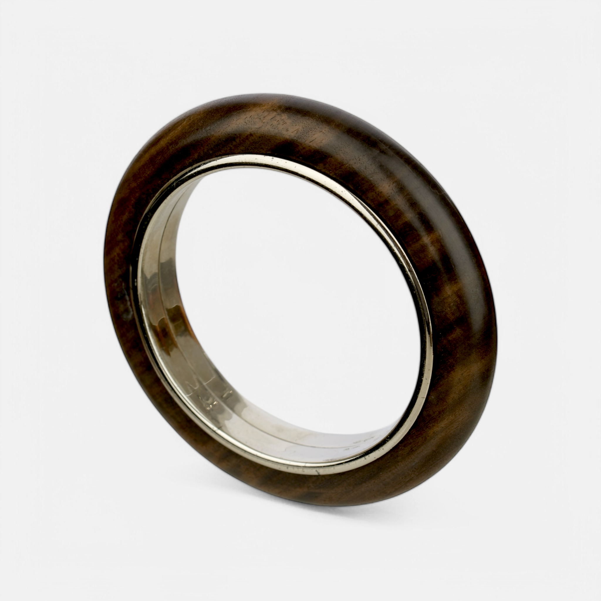 Bottega Veneta Rounded Wood and Sterling Silver Bangle