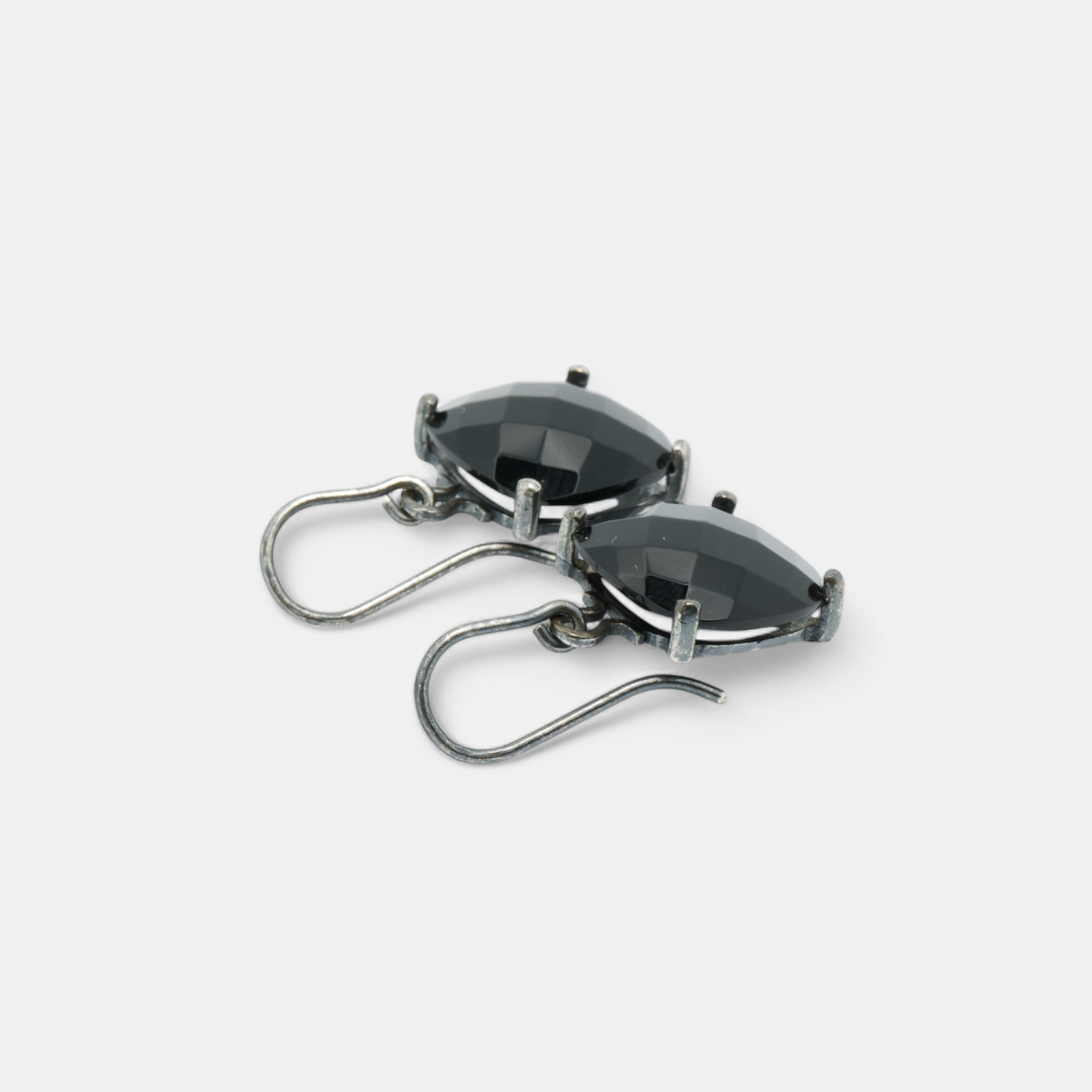 Bottega Veneta Black Faceted Stone Drop Earrings in Sterling Silver