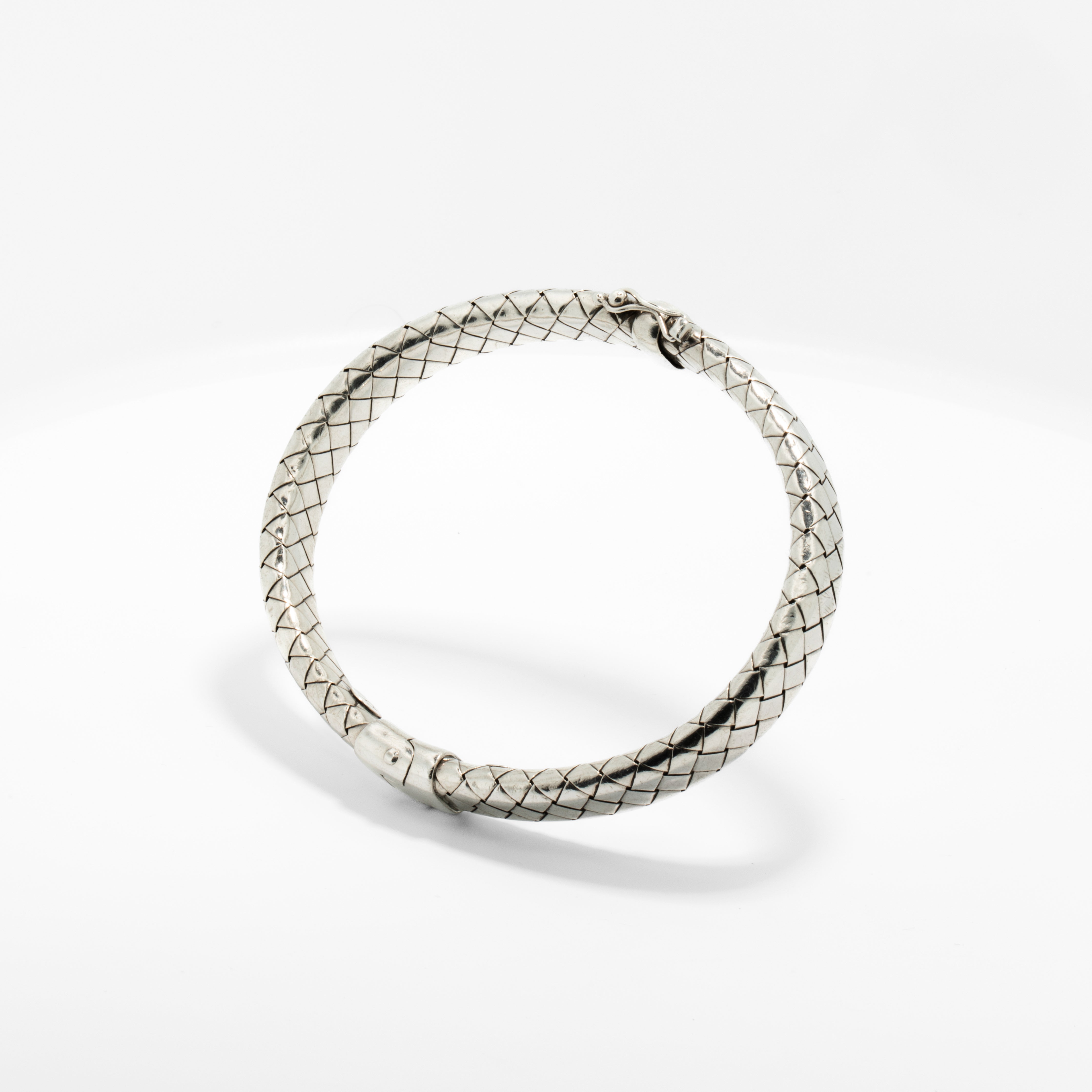 Bottega Veneta Sculpted Intrecciato Sterling Silver Hinged Bracelet