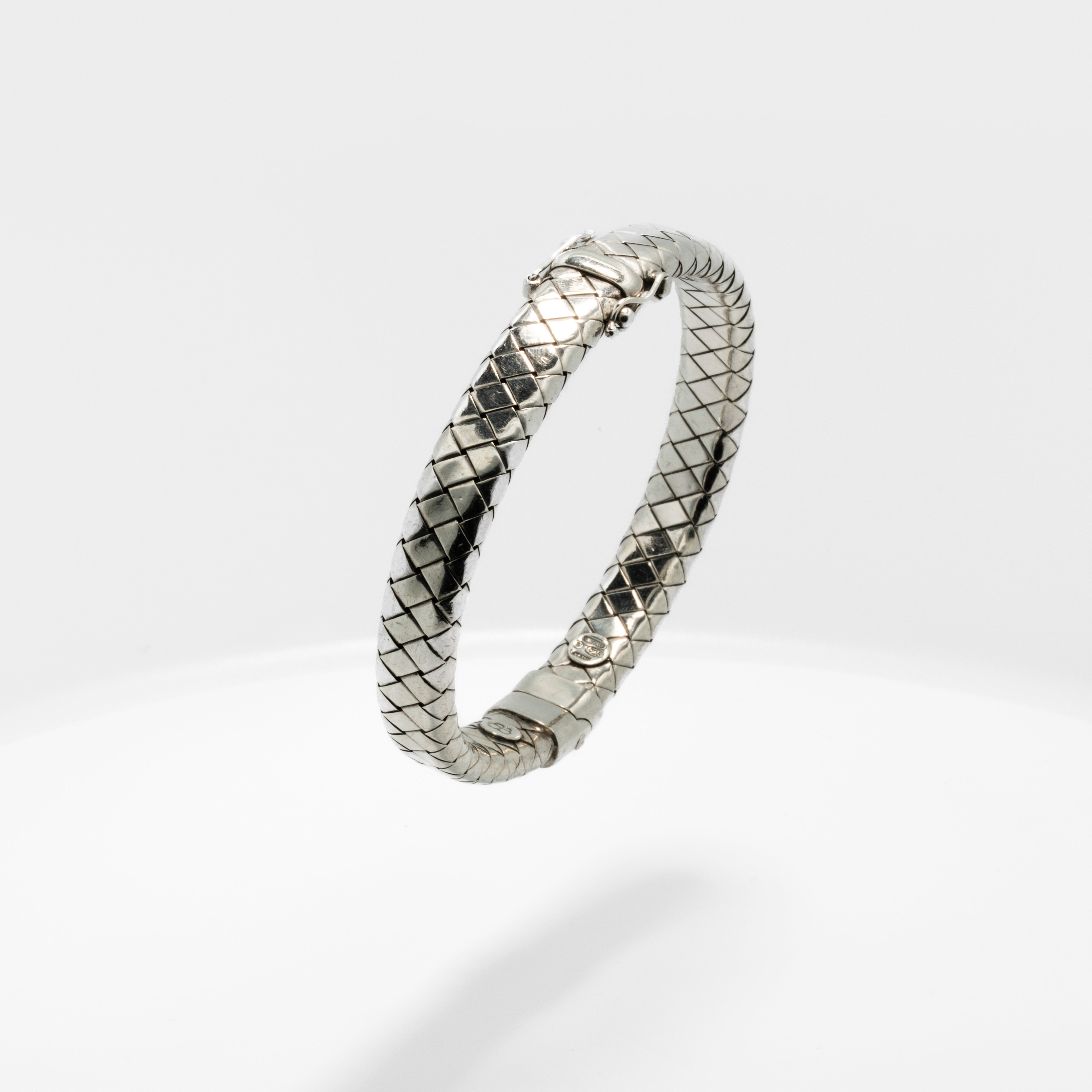 Bottega Veneta Sculpted Intrecciato Sterling Silver Hinged Bracelet
