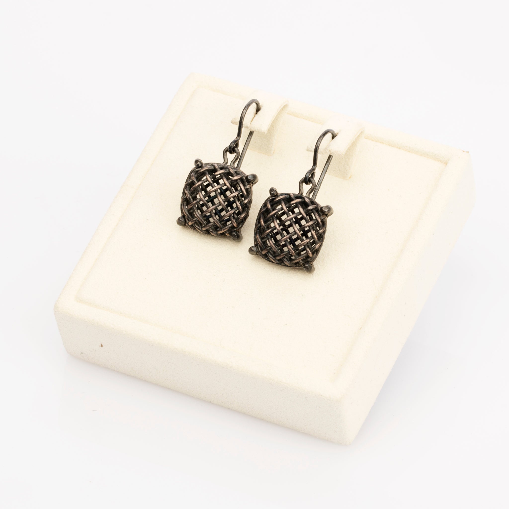 Bottega Veneta Woven Mesh Sterling Silver Earrings