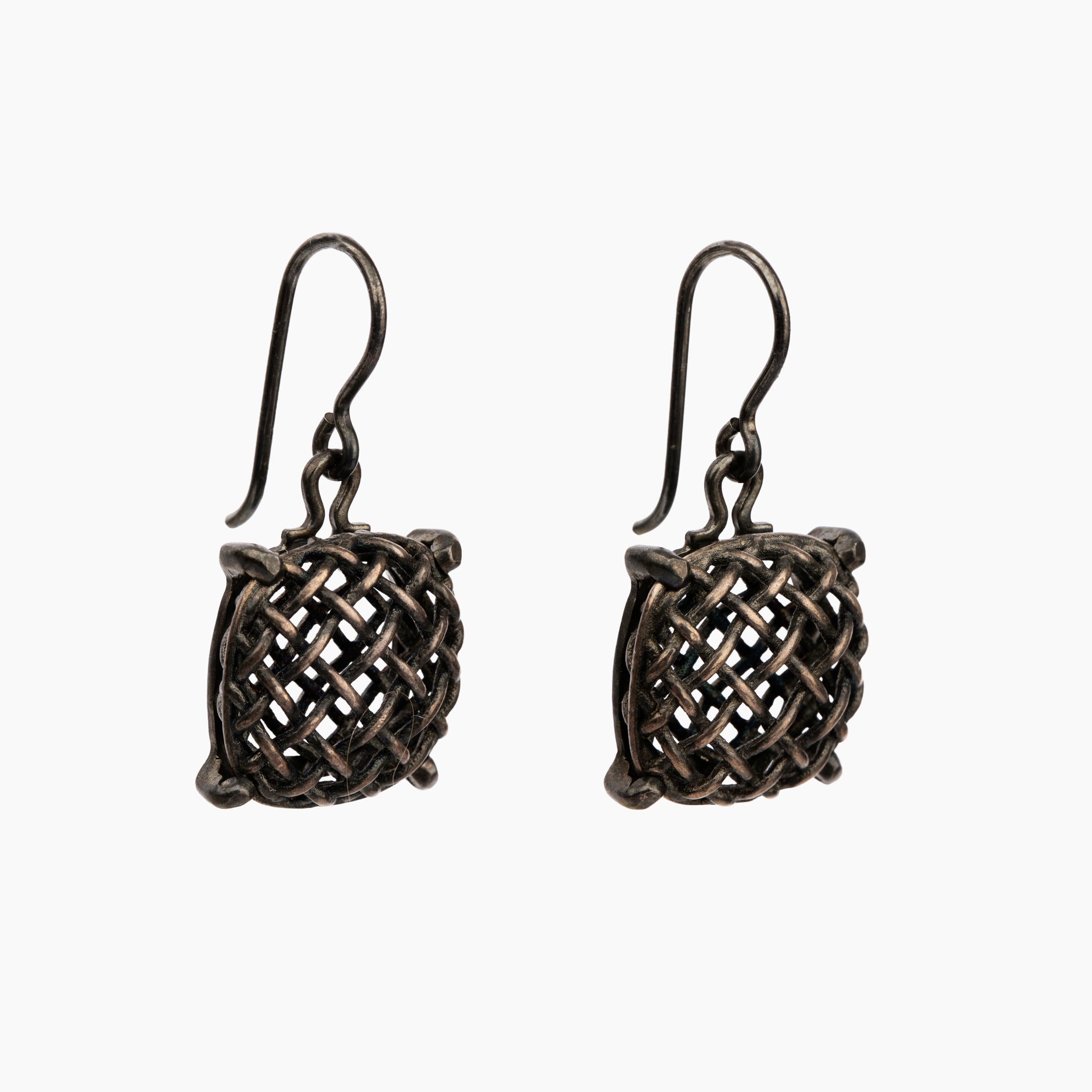 Bottega Veneta Woven Mesh Sterling Silver Earrings