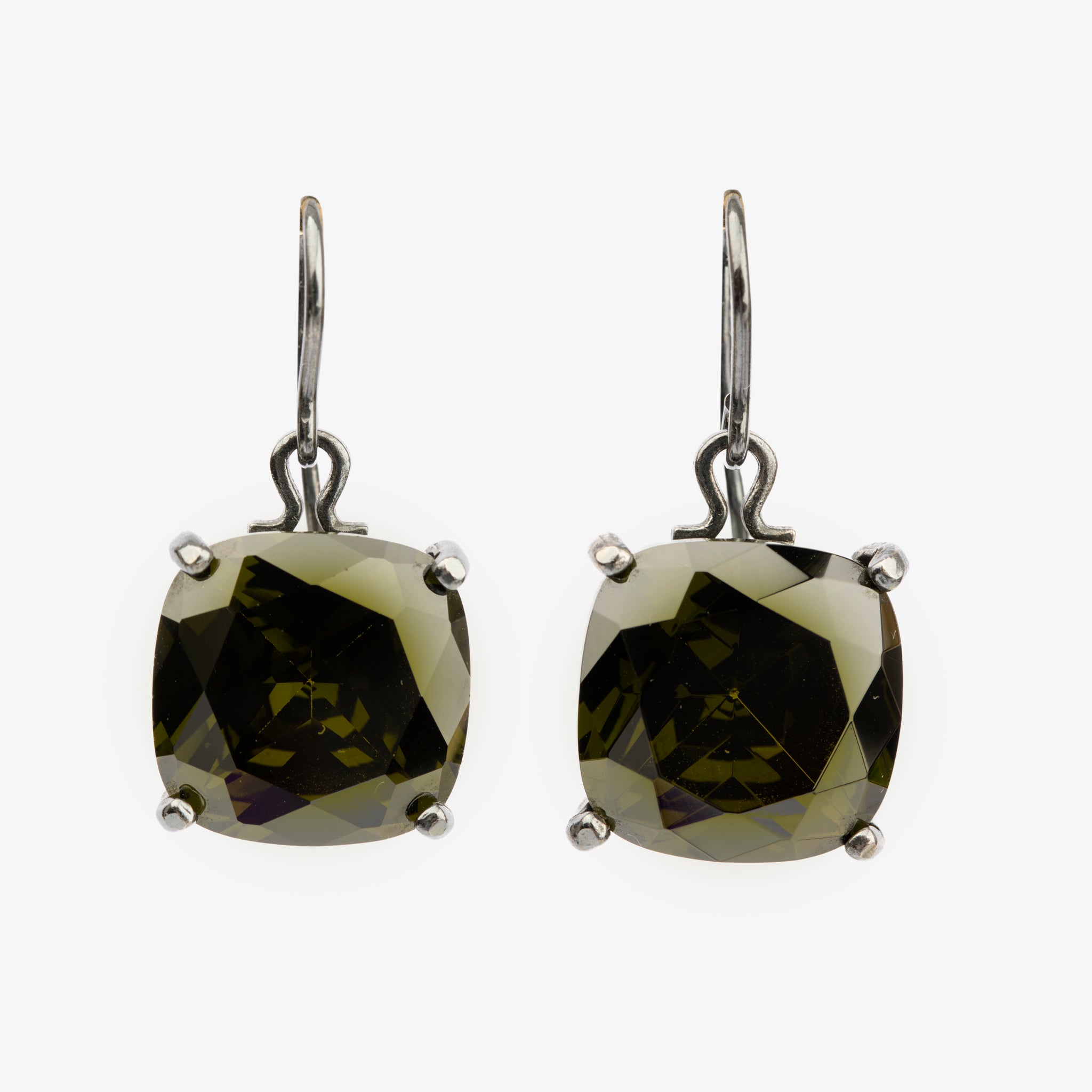 Bottega Veneta Green Faceted Crystal Drop Earrings