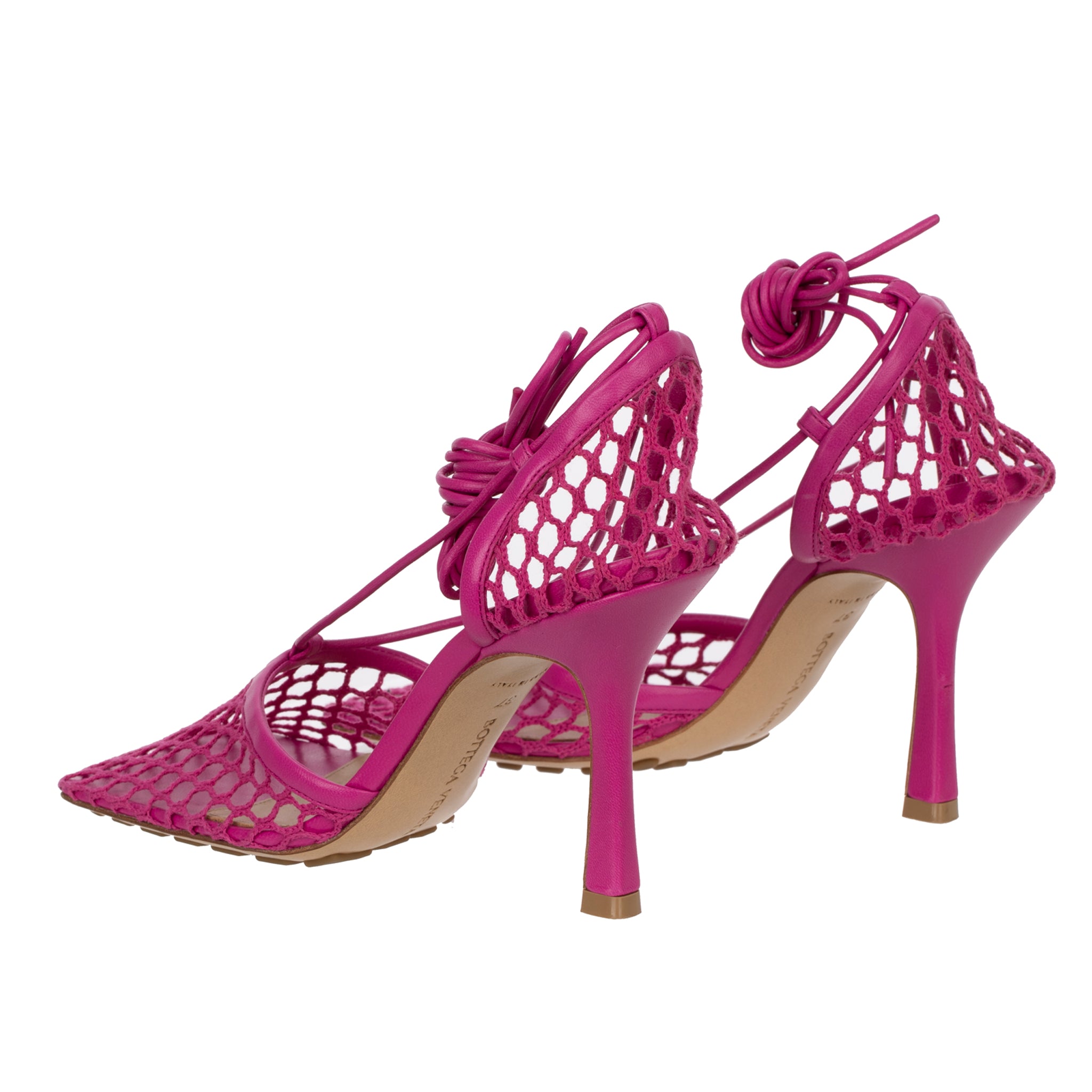 Bottega Veneta Fuchsia Lace-up Leather-trimmed Mesh Pumps 37 IT