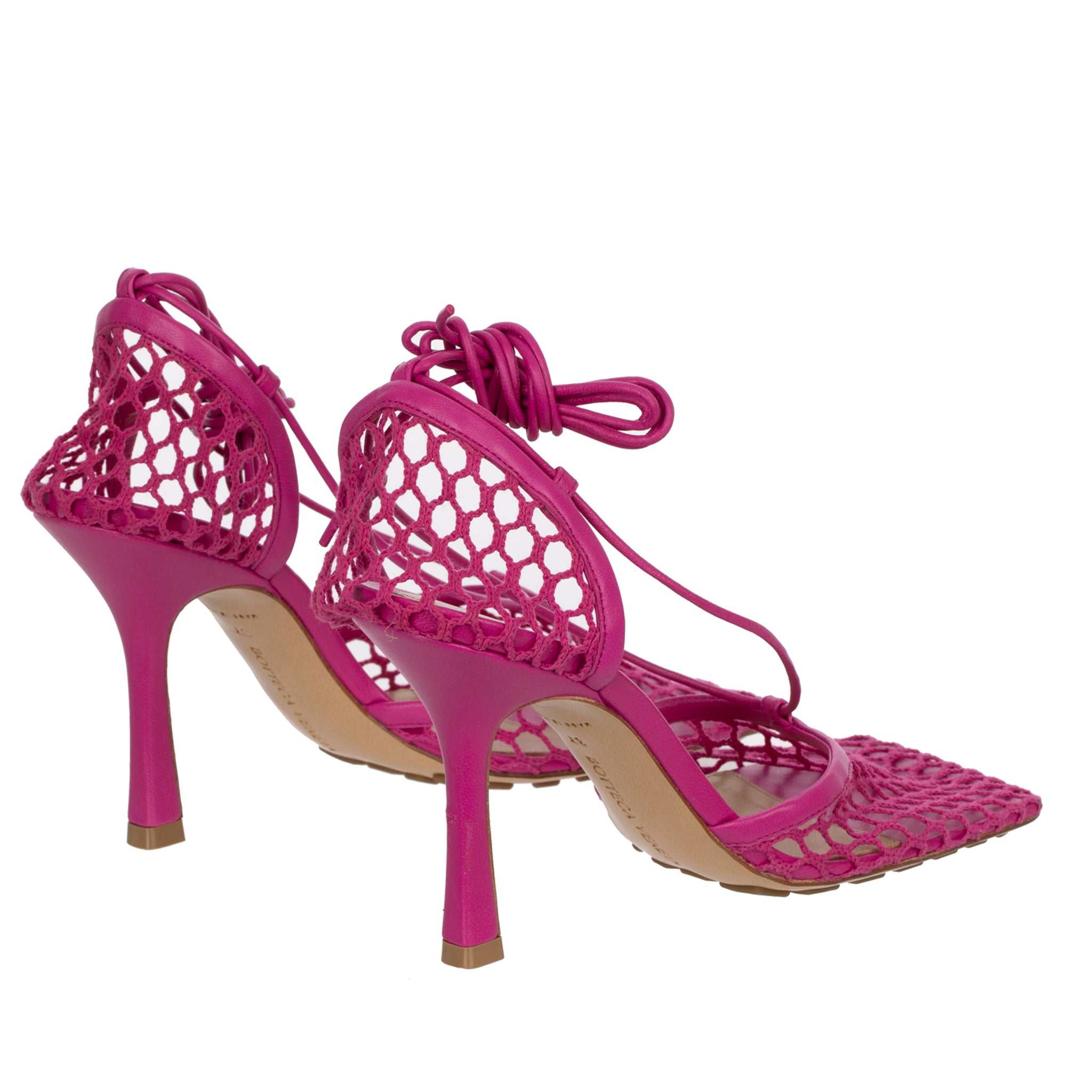 Bottega Veneta Fuchsia Lace-up Leather-trimmed Mesh Pumps 37 IT
