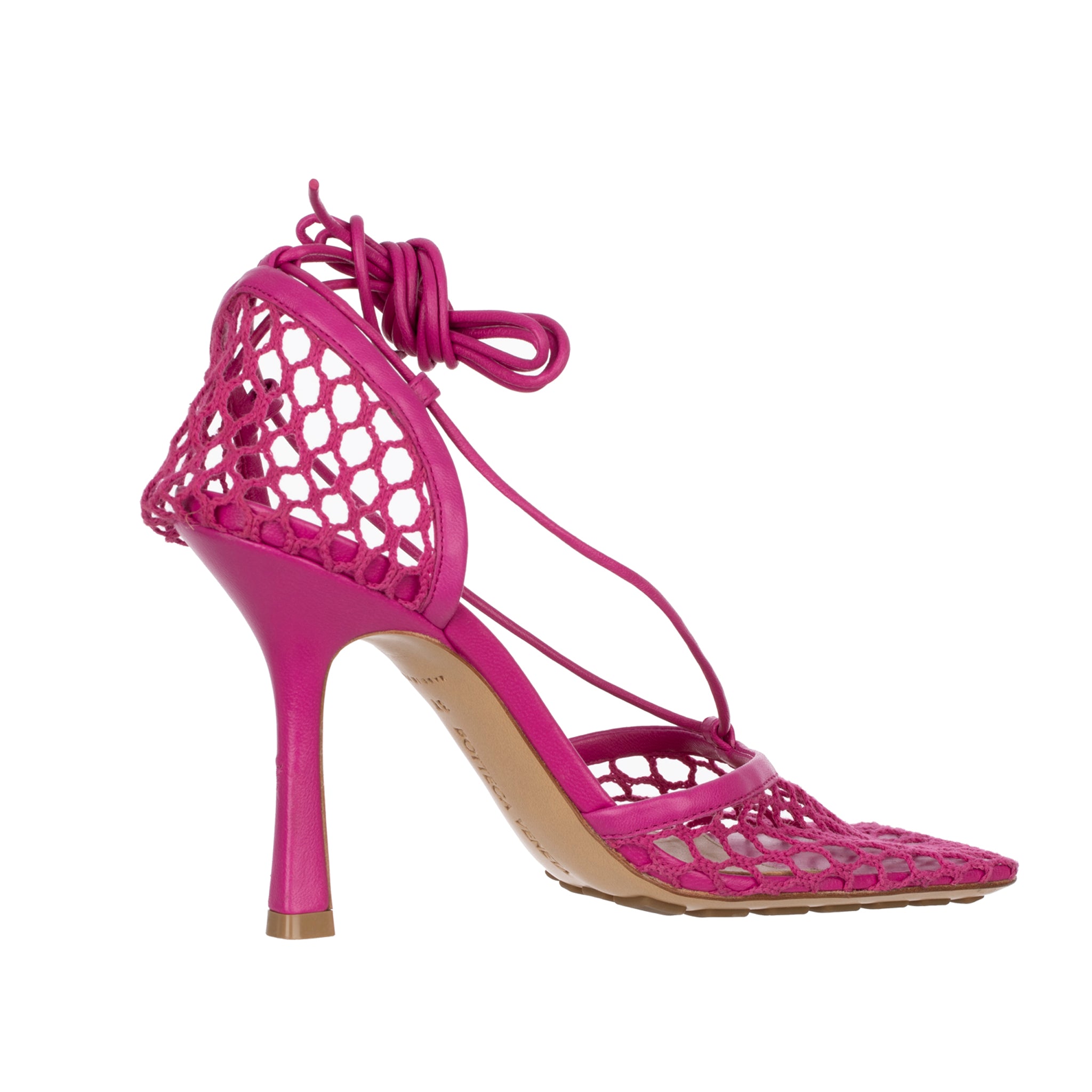 Bottega Veneta Fuchsia Lace-up Leather-trimmed Mesh Pumps 37 IT