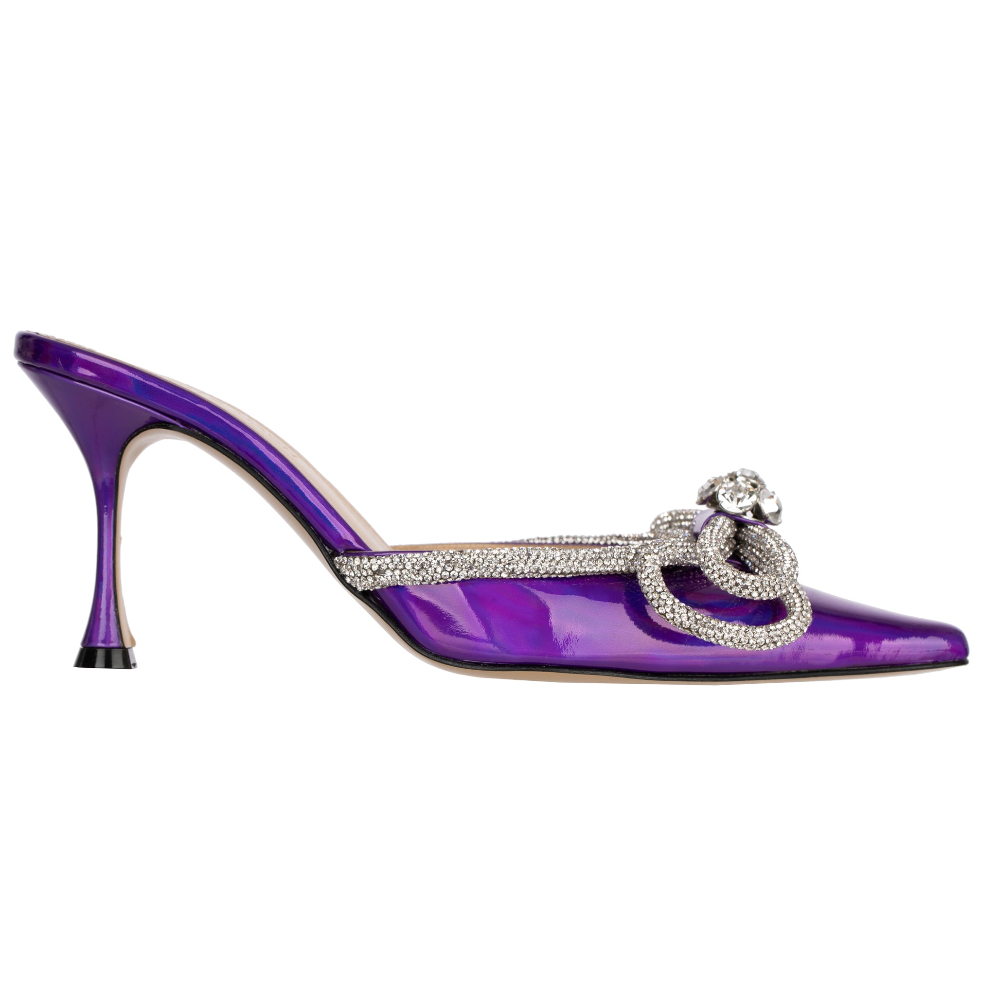 Mach & Mach Kitten Heel Iridescent Purple With Crystal Details 38