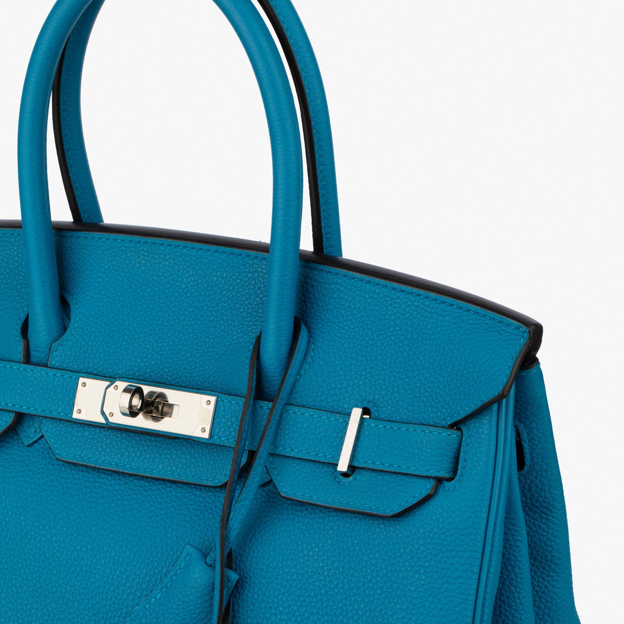 Hermes Birkin 30cm Verso Blue Zanzibar & Malachite Togo Leather Palladium Hardware