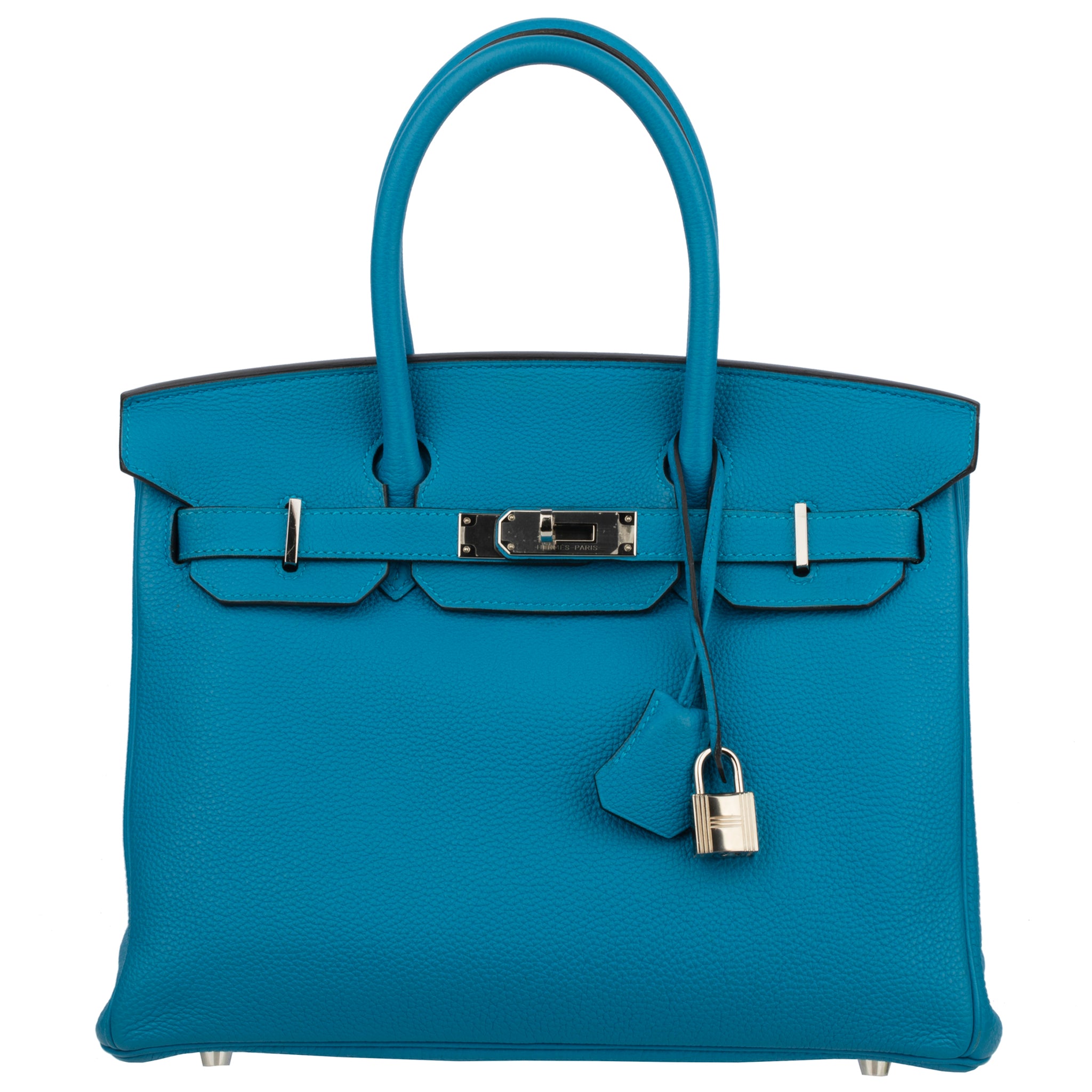 Hermes Birkin 30cm Verso Blue Zanzibar & Malachite Togo Leather Palladium Hardware