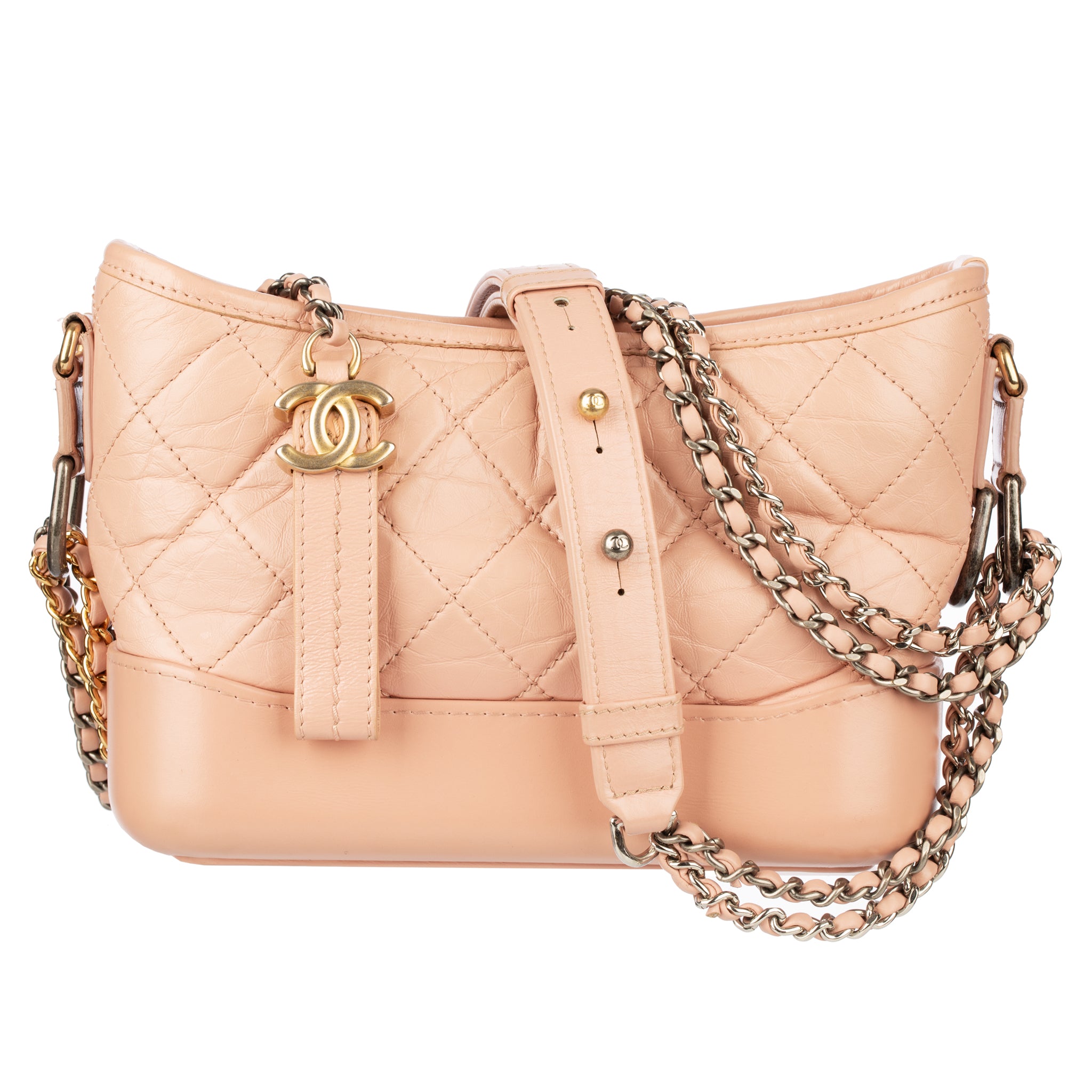 Chanel Gabrielle Small Dusty Pink, Grained Calfskin Leather, Duo Tone Hardware