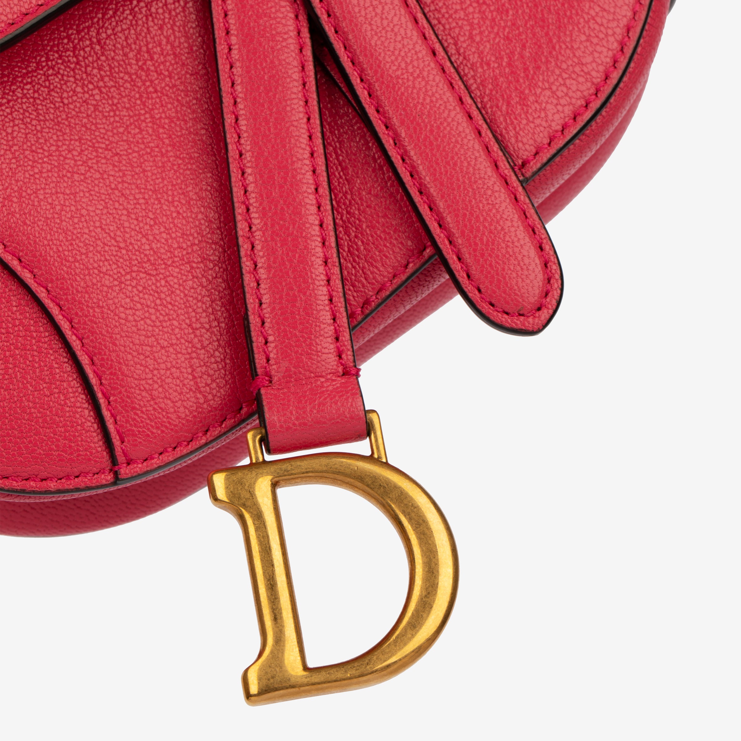 Christian Dior Micro Saddle Bag in Fuchsia Goatskin Leather with Antique Gold Hardware