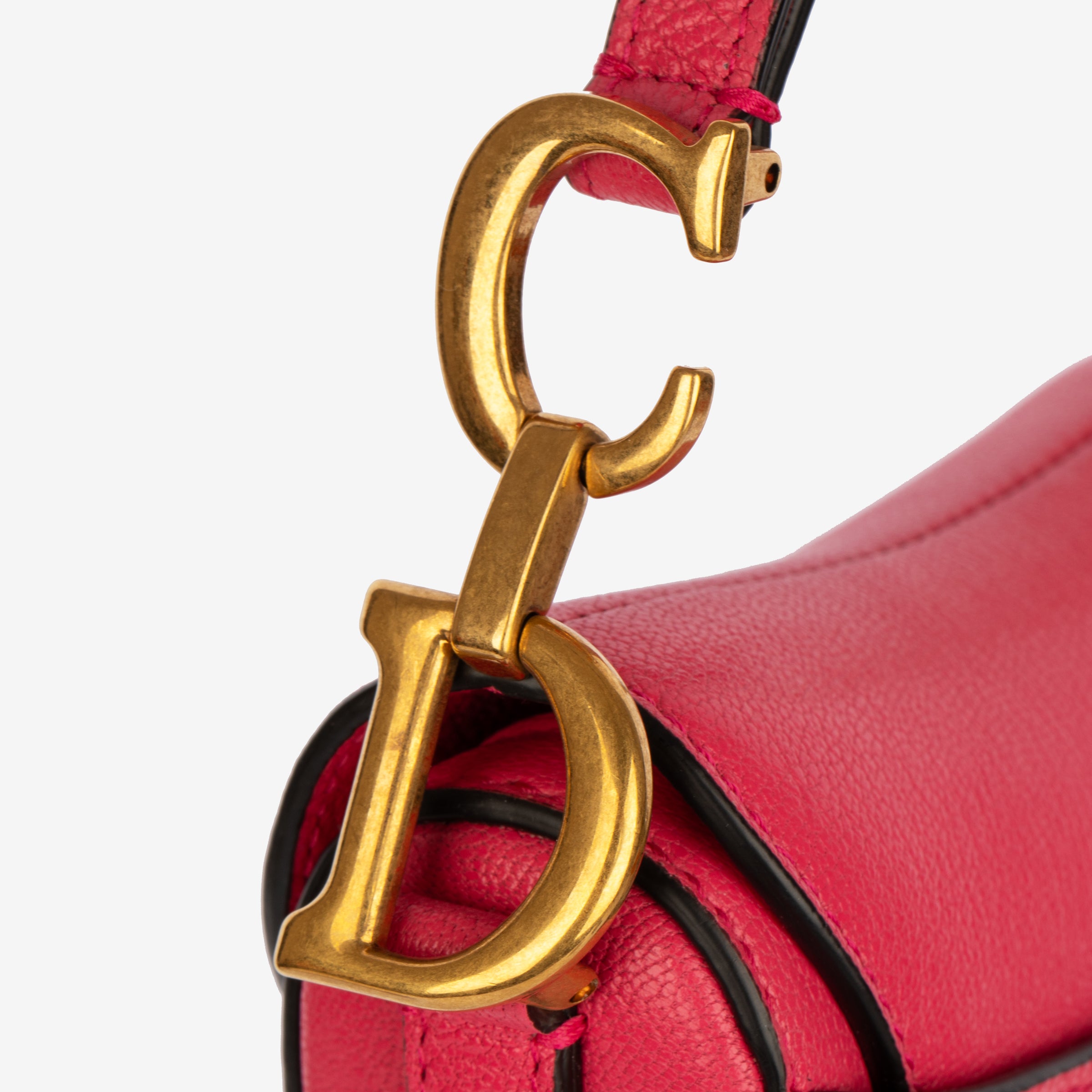 Christian Dior Micro Saddle Bag in Fuchsia Goatskin Leather with Antique Gold Hardware